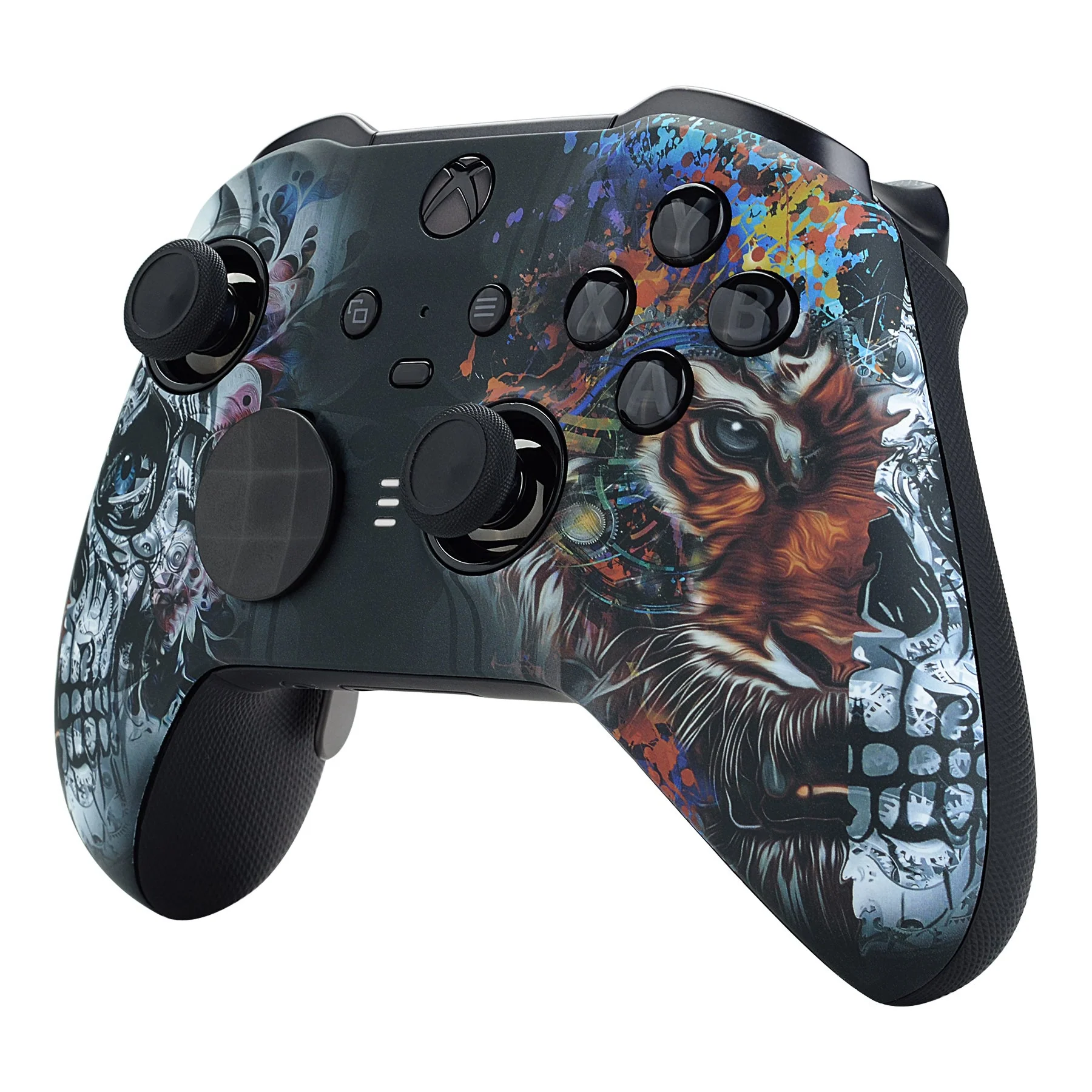 eXtremeRate Replacement Front Housing Shell Case with Accent Rings for Xbox One Elite Series 2 & Elite 2 Core Controller (Model 1797) - Tiger Skull - Image 5