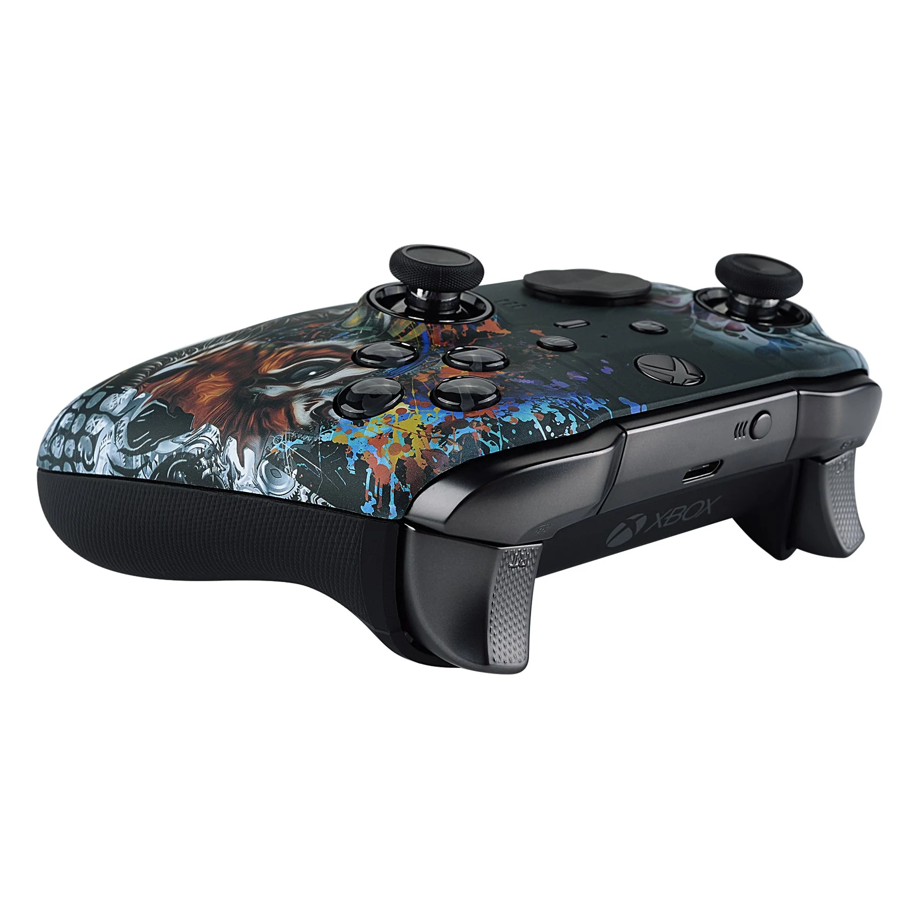 eXtremeRate Replacement Front Housing Shell Case with Accent Rings for Xbox One Elite Series 2 & Elite 2 Core Controller (Model 1797) - Tiger Skull - Image 7