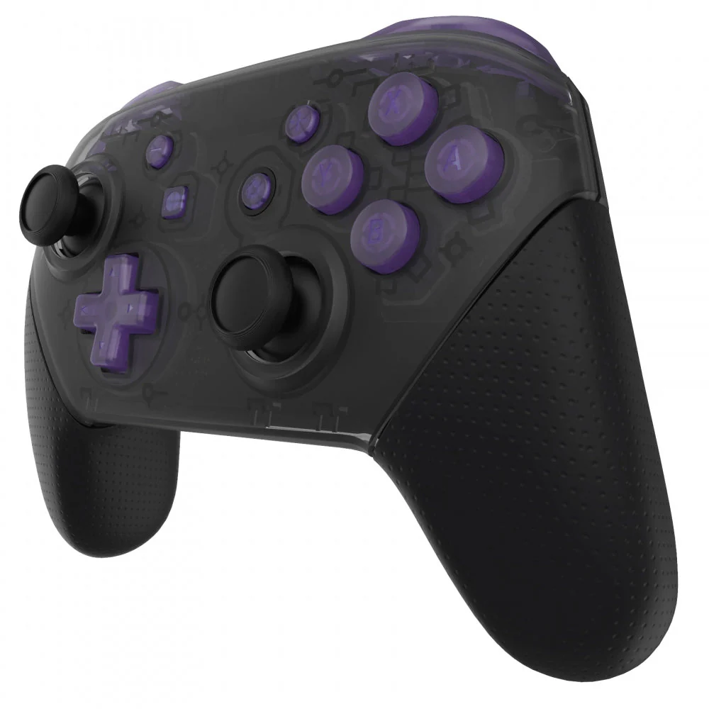 eXtremeRate DIY Replacement Full Set Buttons for Nintendo Switch Pro Controller - Clear Atomic Purple - Image 4