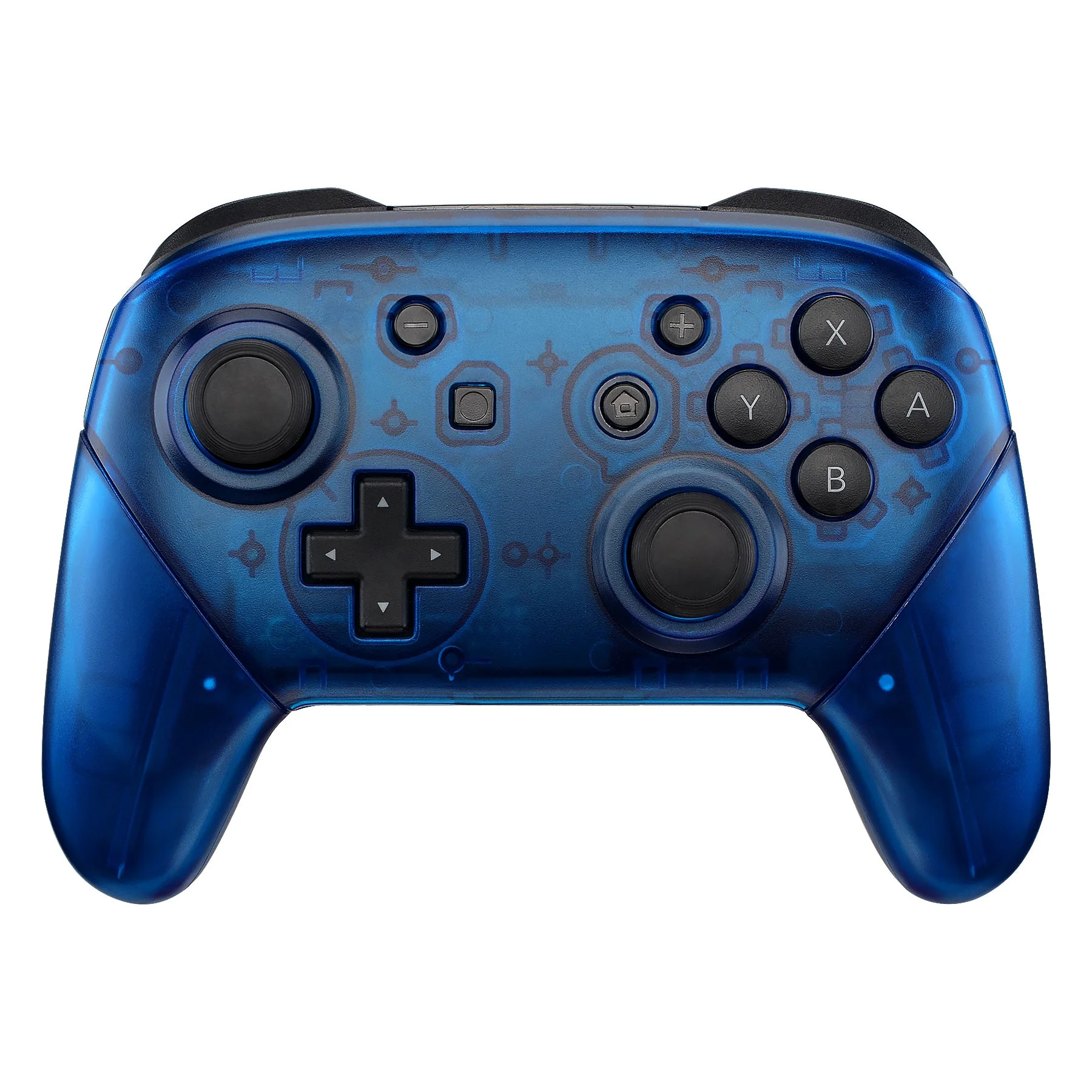eXtremeRate Replacement Full Set Shell Faceplate Backplate Handles for Nintendo Switch Pro - Transparent Clear Blue - Image 3