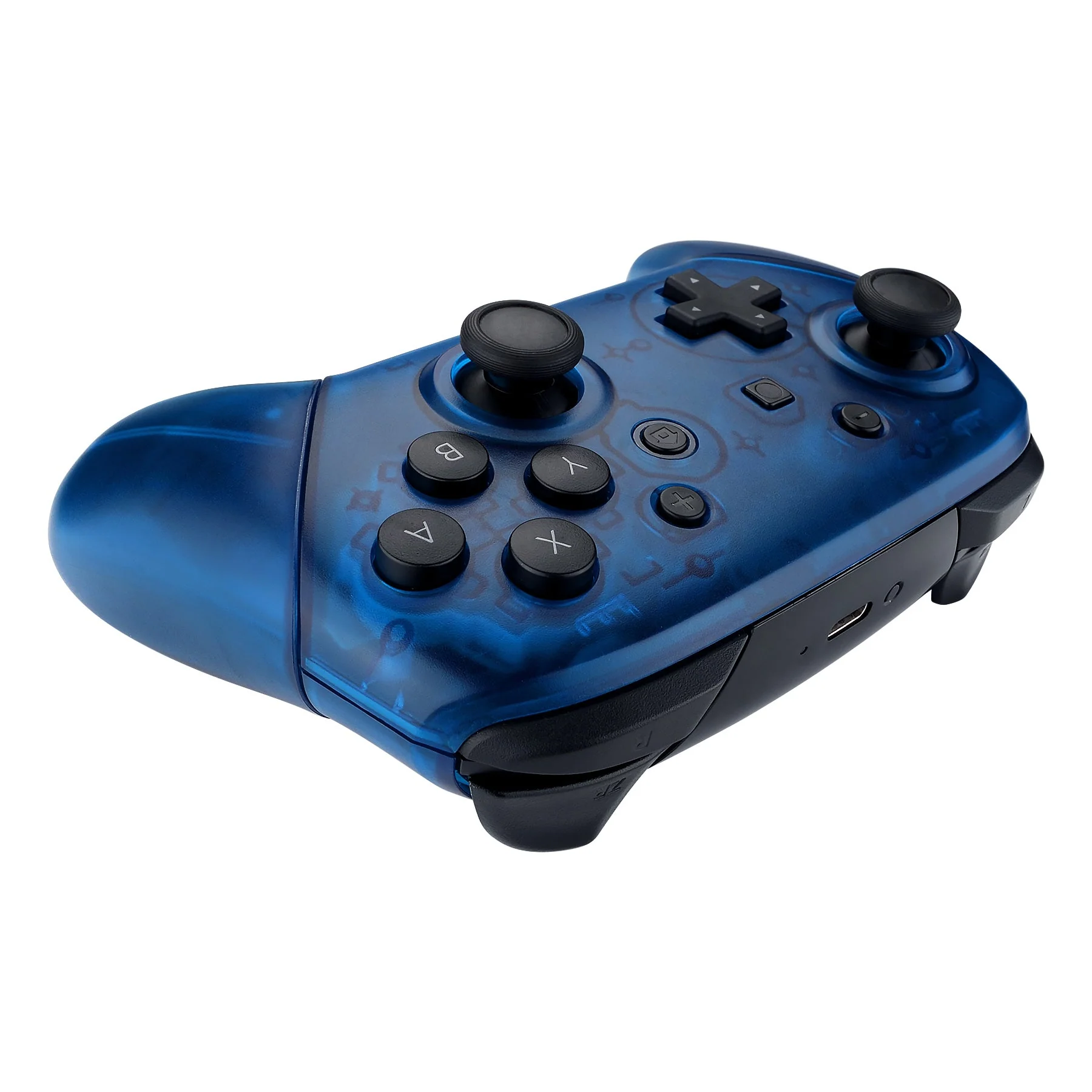 eXtremeRate Replacement Full Set Shell Faceplate Backplate Handles for Nintendo Switch Pro - Transparent Clear Blue - Image 6