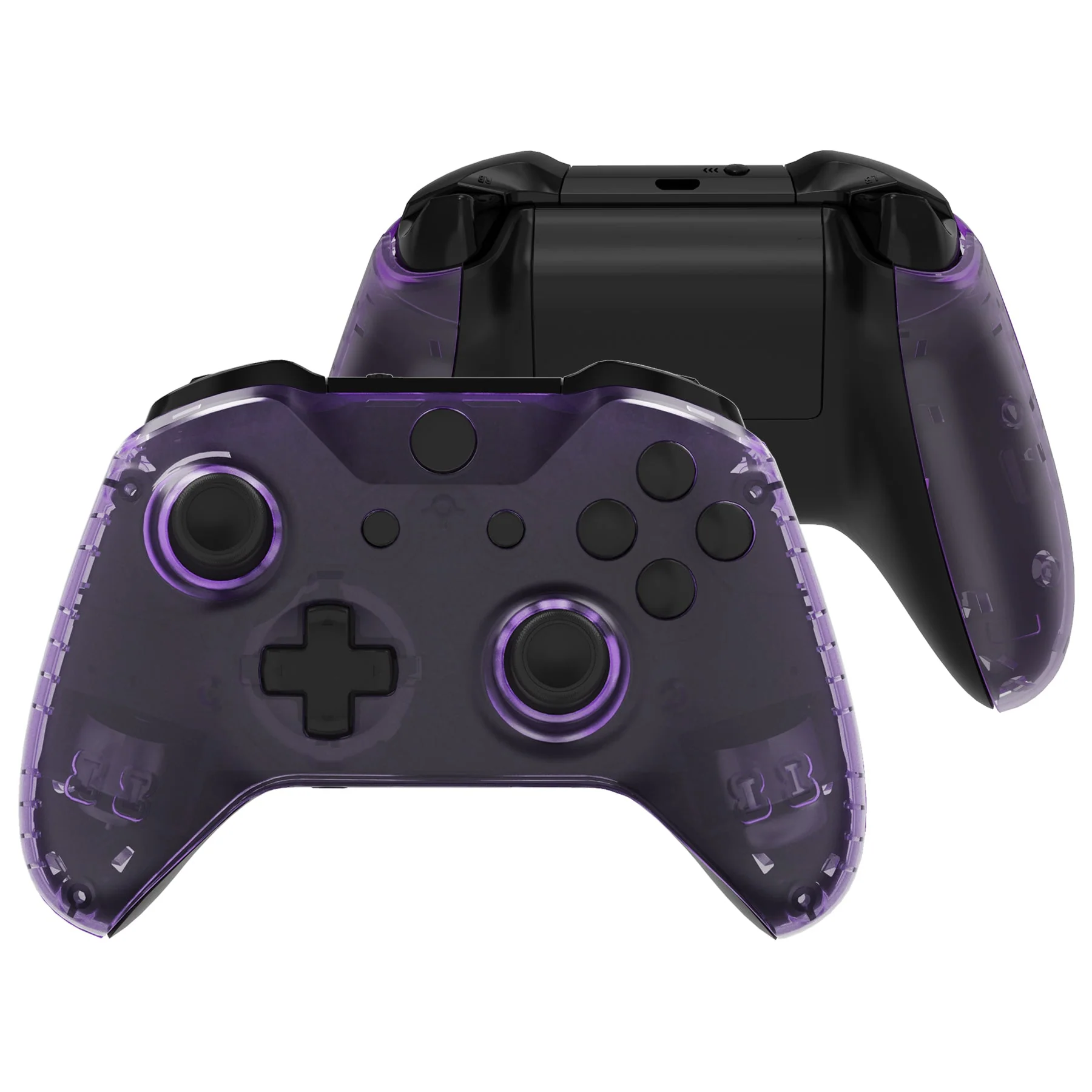 eXtremeRate Replacement Front Housing Shell with Side Rails Panel for Xbox One X & S Controller (Model 1708) - Transparent Clear Atomic Purple - Image 2