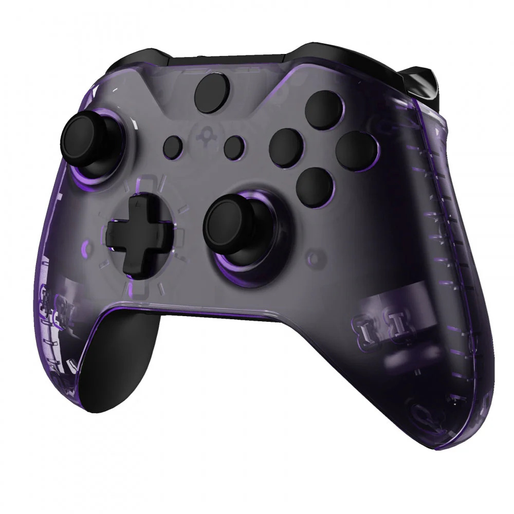 eXtremeRate Replacement Front Housing Shell with Side Rails Panel for Xbox One X & S Controller (Model 1708) - Transparent Clear Atomic Purple - Image 6