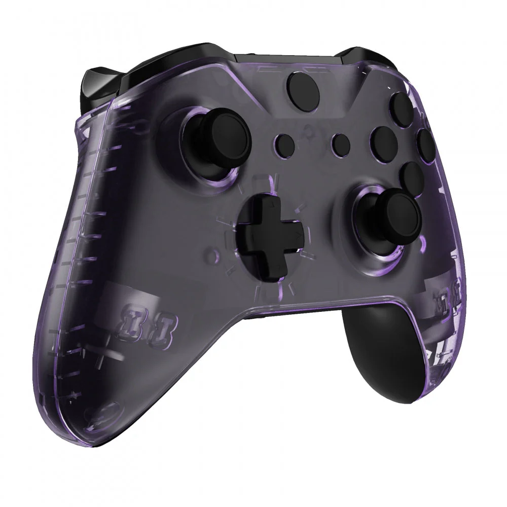 eXtremeRate Replacement Front Housing Shell with Side Rails Panel for Xbox One X & S Controller (Model 1708) - Transparent Clear Atomic Purple - Image 7