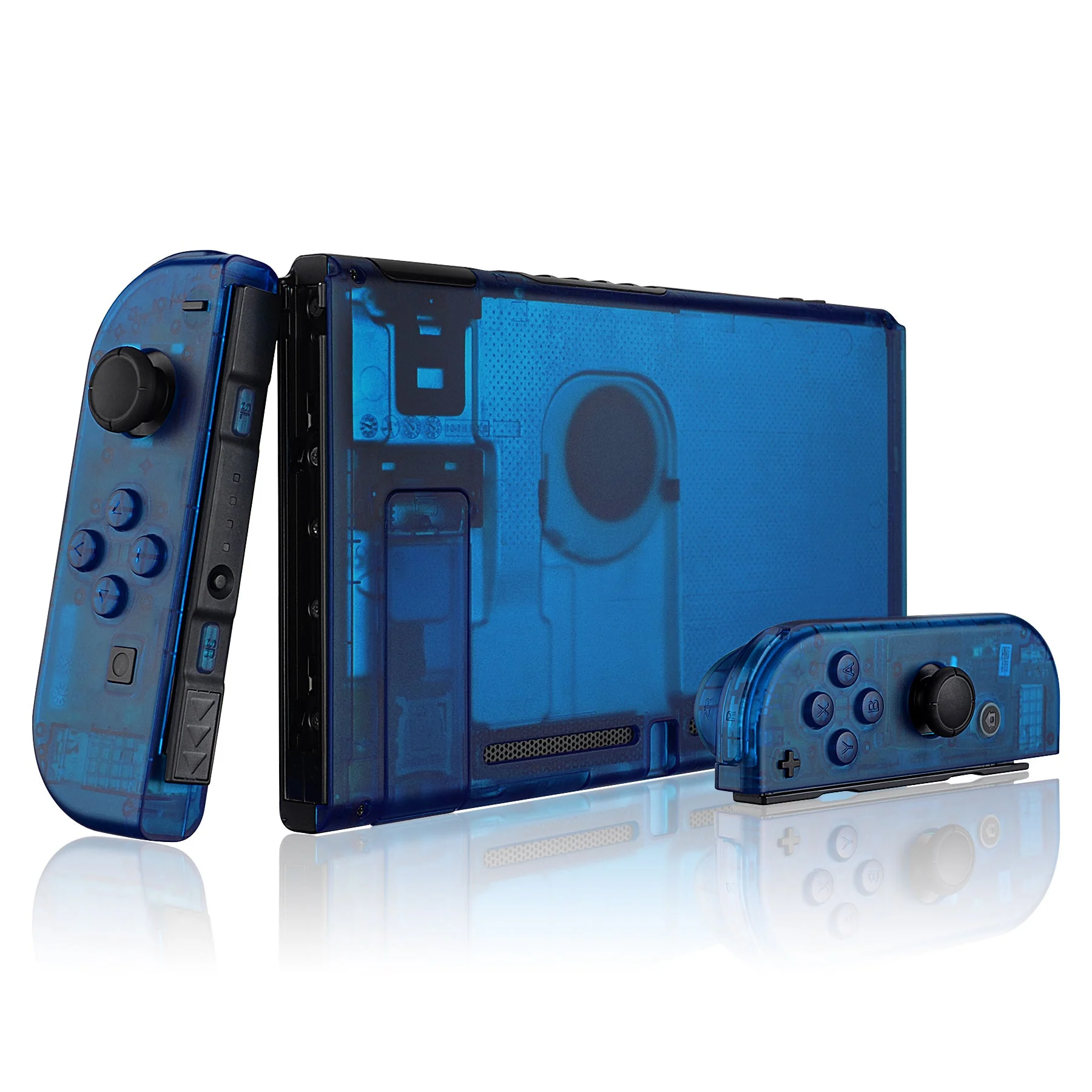 eXtremeRate Replacement Full Set Shells with Buttons for Nintendo Switch - Clear Blue - Image 3