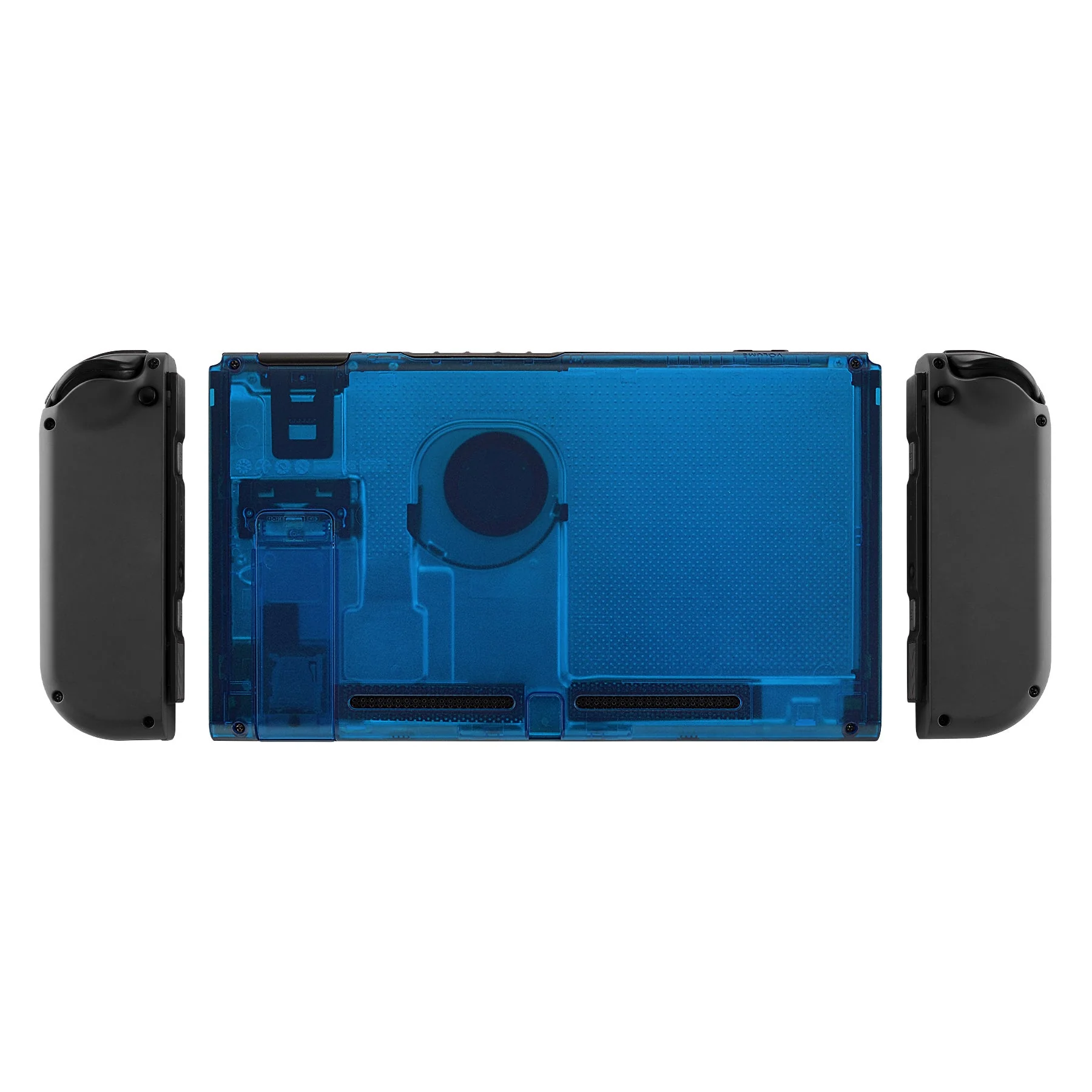 eXtremeRate Replacement Back Plate with Kickstand for Nintendo Switch Console - Transparent Clear Blue - Image 3