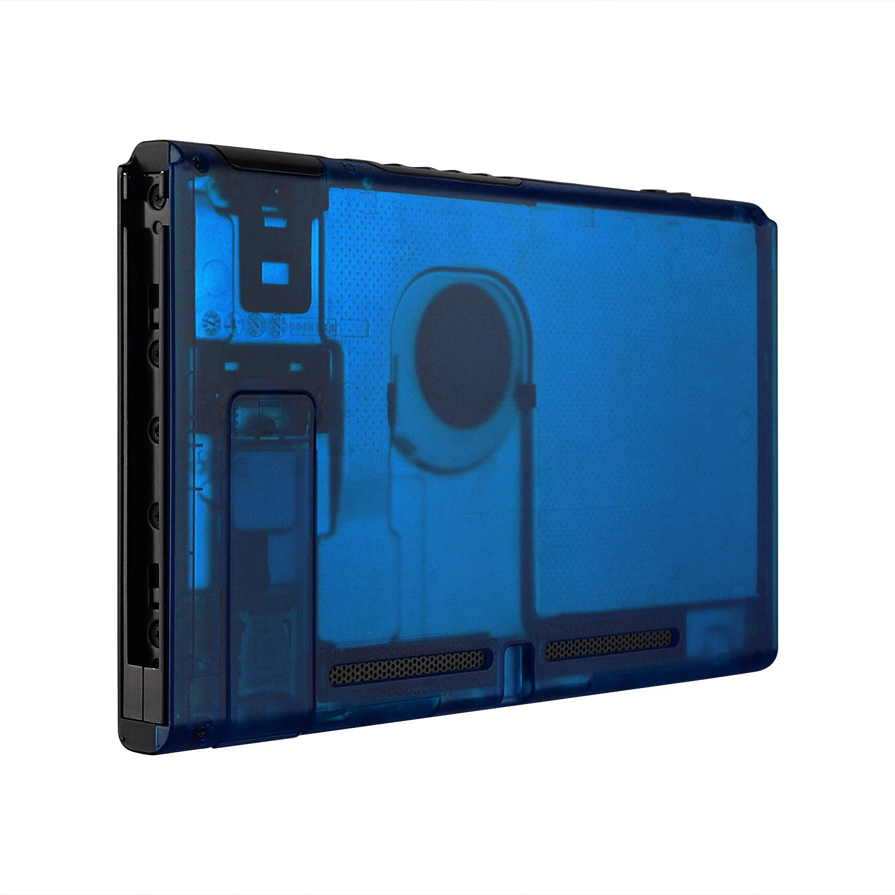 eXtremeRate Replacement Back Plate with Kickstand for Nintendo Switch Console - Transparent Clear Blue - Image 5
