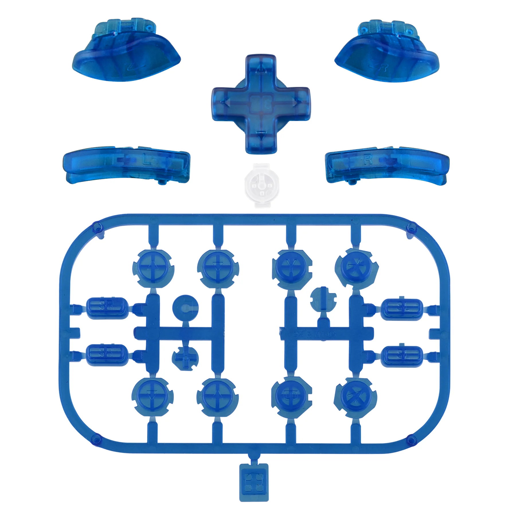 eXtremeRate Dpad Version Replacement Full Set Buttons for Joycon of Switch (D-pad ONLY Fits for eXtremeRate D-pad Shell for Joycon) - Transparent Clear Blue - Image 2