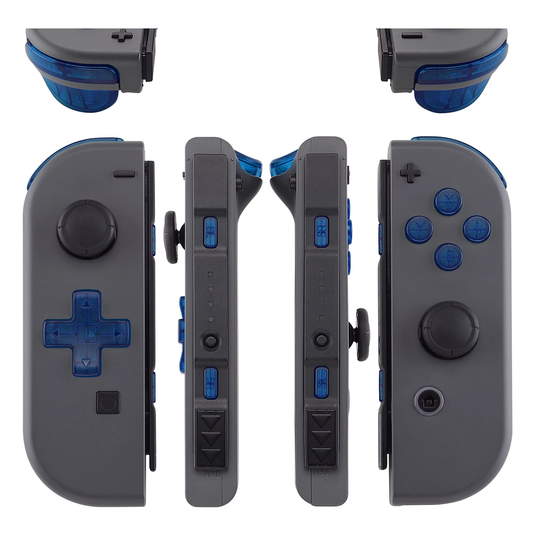 eXtremeRate Dpad Version Replacement Full Set Buttons for Joycon of Switch (D-pad ONLY Fits for eXtremeRate D-pad Shell for Joycon) - Transparent Clear Blue - Image 3