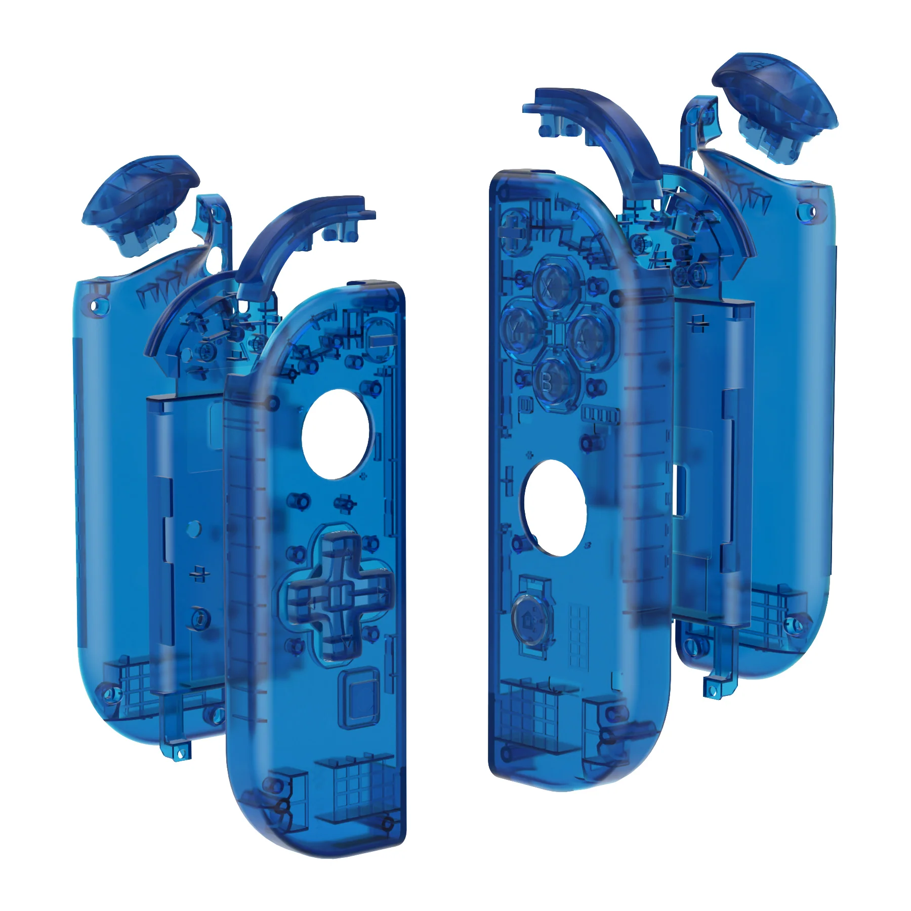 eXtremeRate Dpad Version Replacement Full Set Shell Case with Buttons for Joycon of NS Switch - Transparent Clear Blue - Image 11