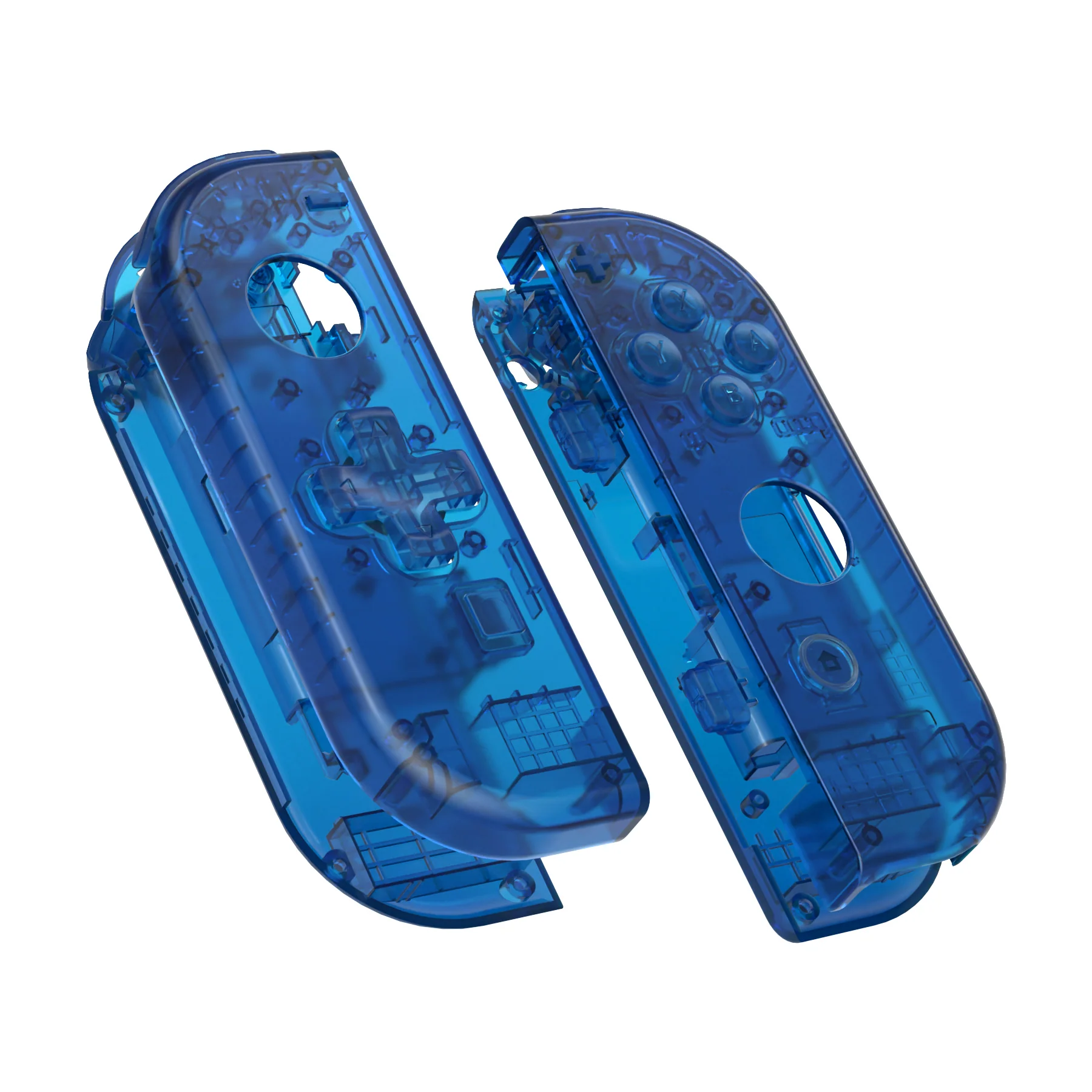 eXtremeRate Dpad Version Replacement Full Set Shell Case with Buttons for Joycon of NS Switch - Transparent Clear Blue - Image 12