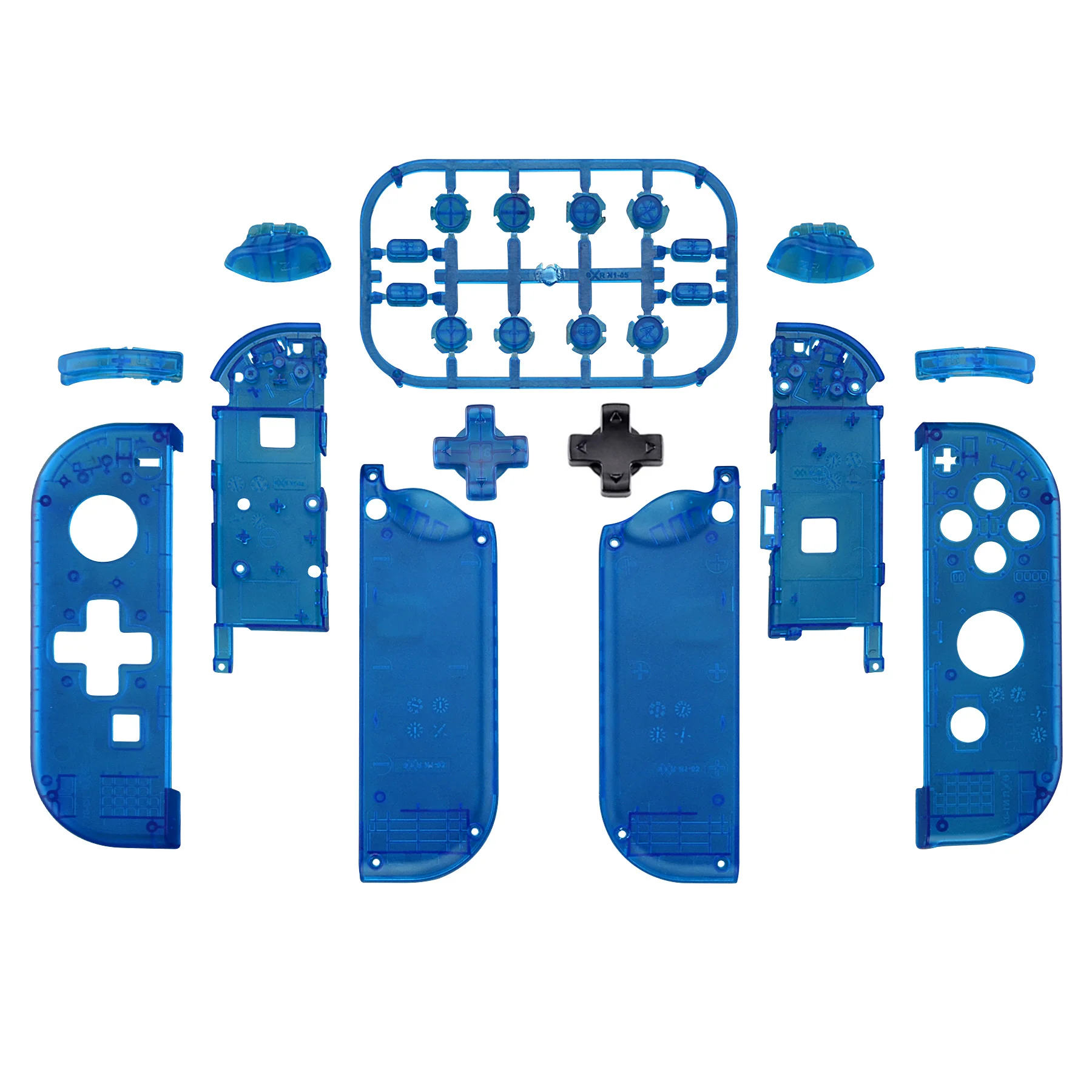 eXtremeRate Dpad Version Replacement Full Set Shell Case with Buttons for Joycon of NS Switch - Transparent Clear Blue - Image 2
