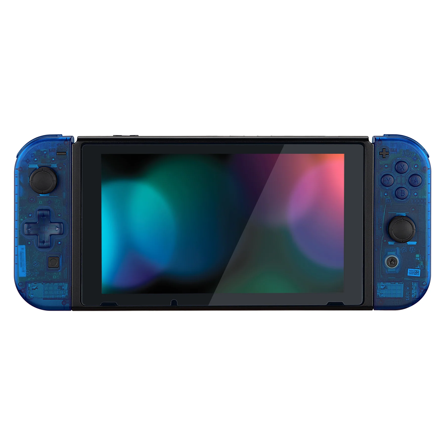 eXtremeRate Dpad Version Replacement Full Set Shell Case with Buttons for Joycon of NS Switch - Transparent Clear Blue - Image 4