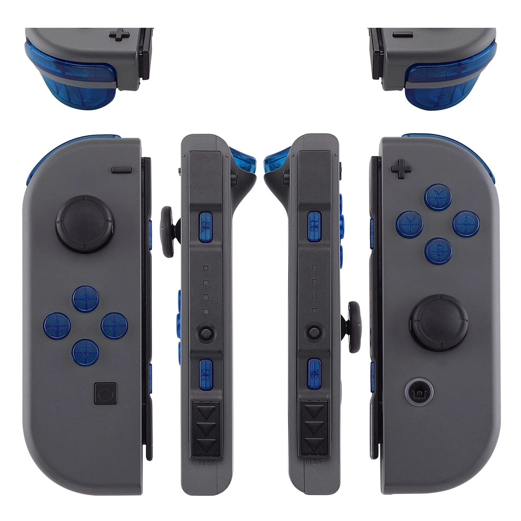 eXtremeRate Replacement Full Set Buttons for Joycon of NS Switch - Transparent Clear Blue - Image 3