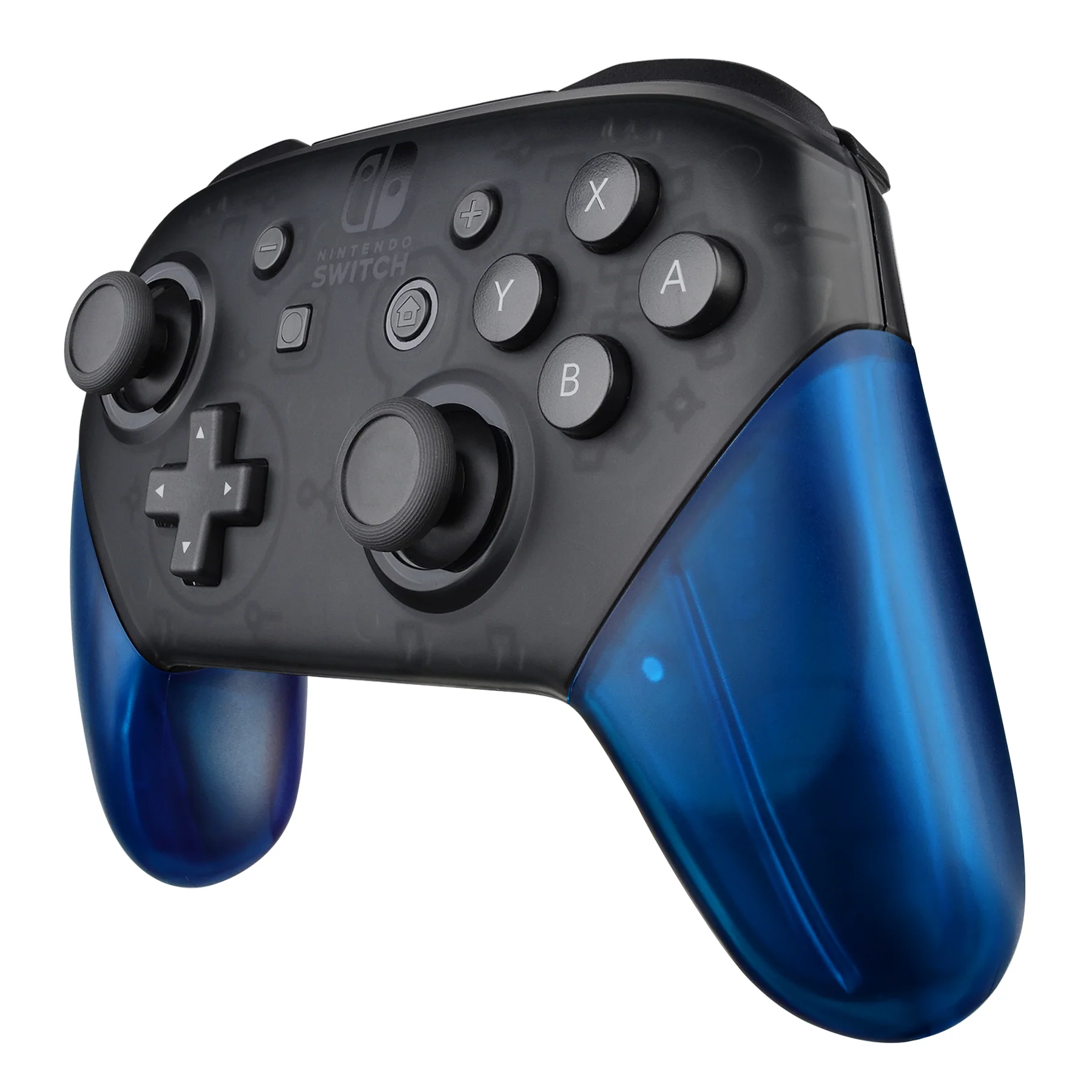 eXtremeRate Replacement Handle Grips for Nintendo Switch Pro Controller - Transparent Clear Blue - Image 3