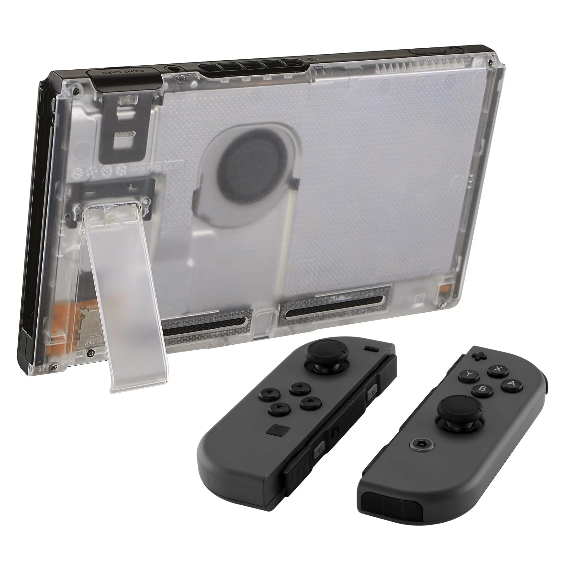 eXtremeRate Replacement Back Plate with Kickstand for Nintendo Switch Console - Transparent Clear - Image 4