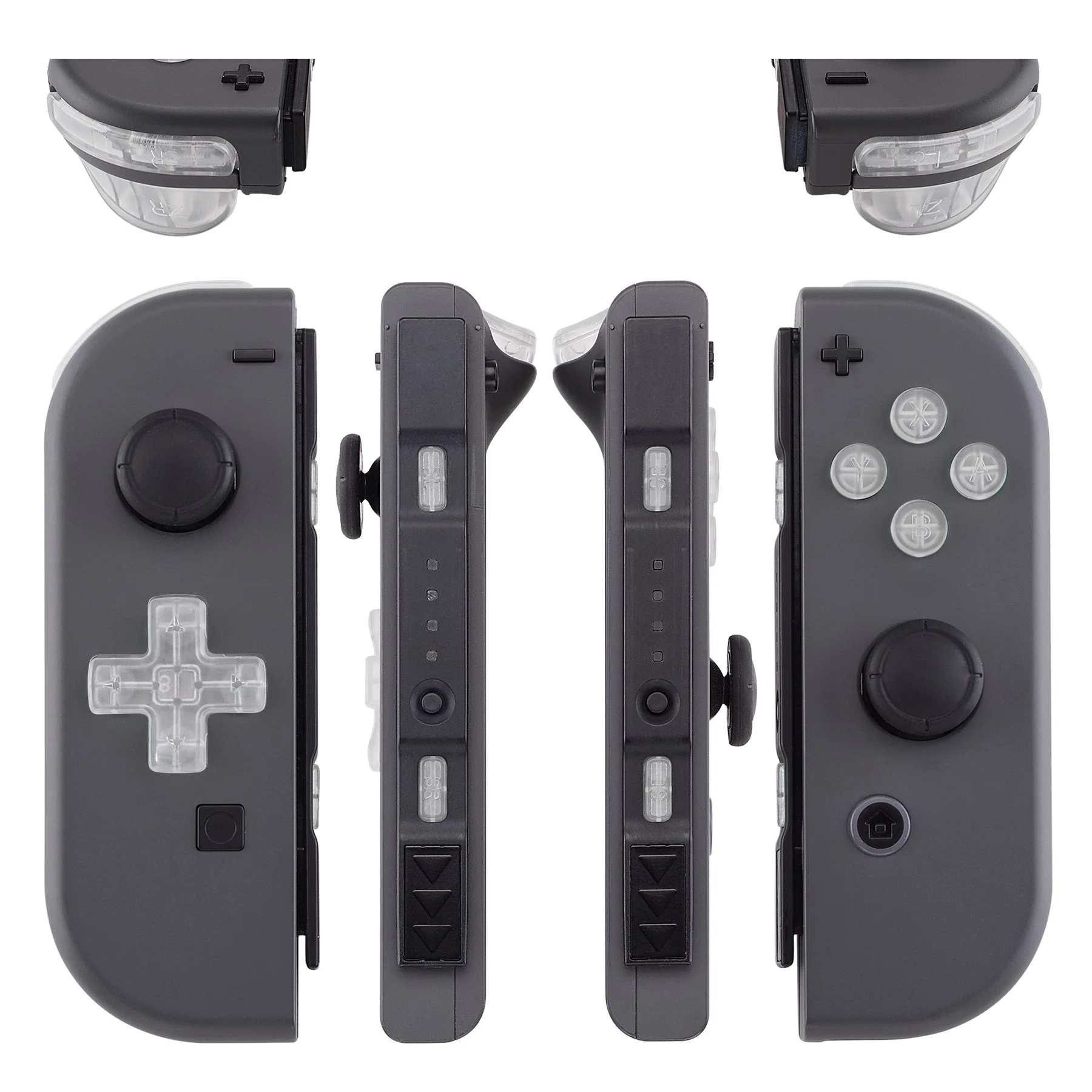 eXtremeRate Dpad Version Replacement Full Set Buttons for Joycon of Switch (D-pad ONLY Fits for eXtremeRate D-pad Shell for Joycon) - Transparent Clear - Image 3