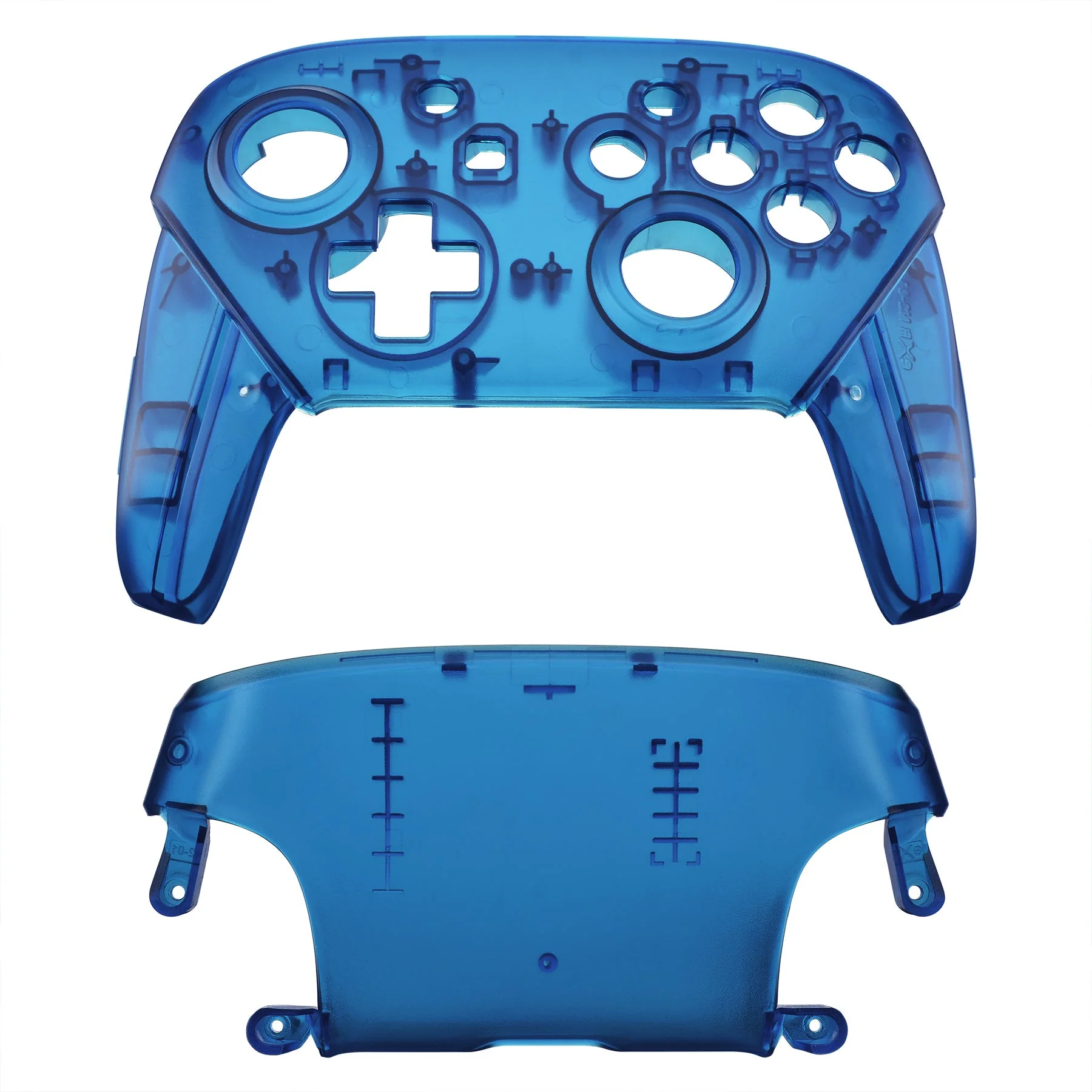 eXtremeRate Replacement Faceplate and Backplate for Nintendo Switch Pro Controller - Transparent Clear Blue - Image 2