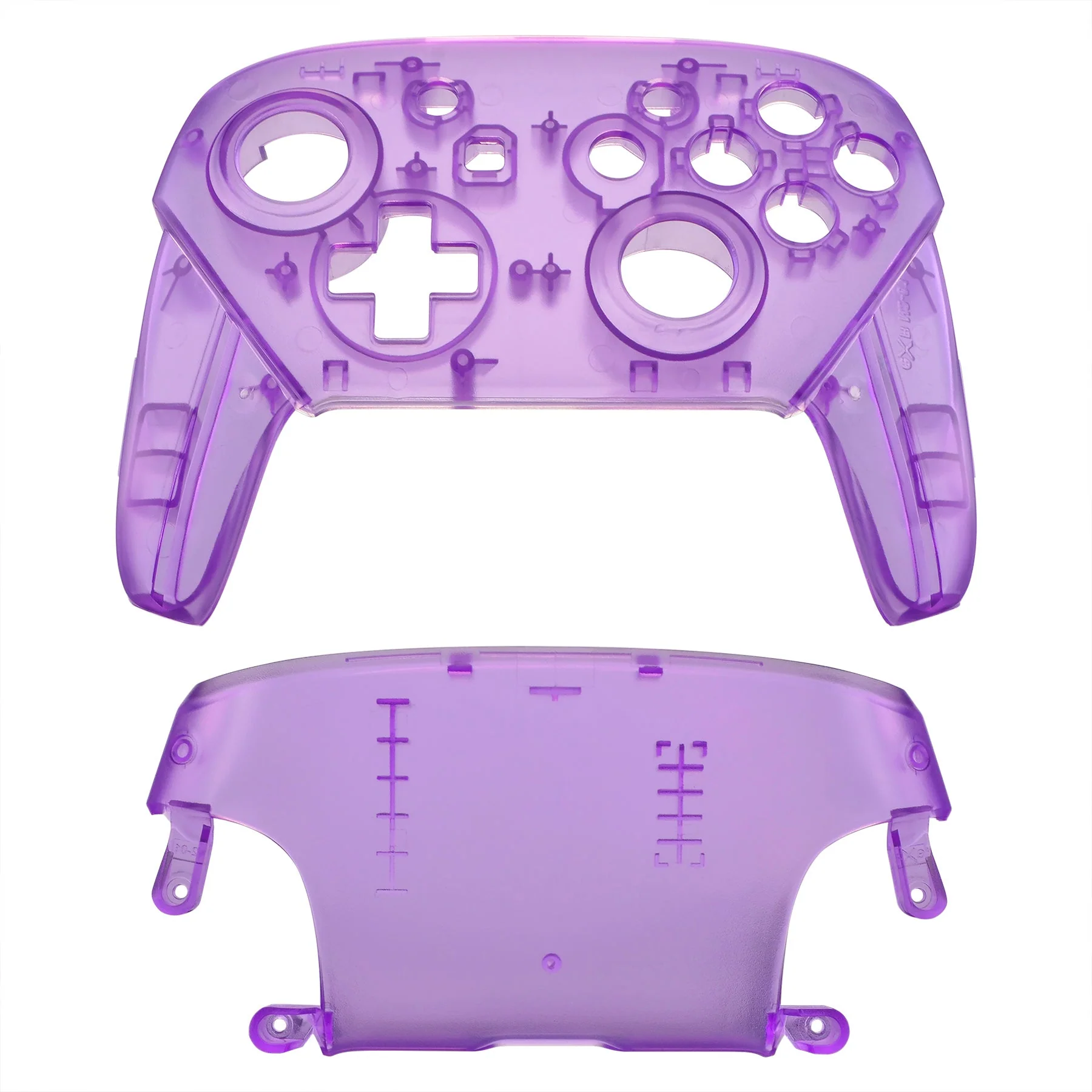 eXtremeRate Replacement Faceplate and Backplate for Nintendo Switch Pro Controller - Clear Atomic Puple - Image 2