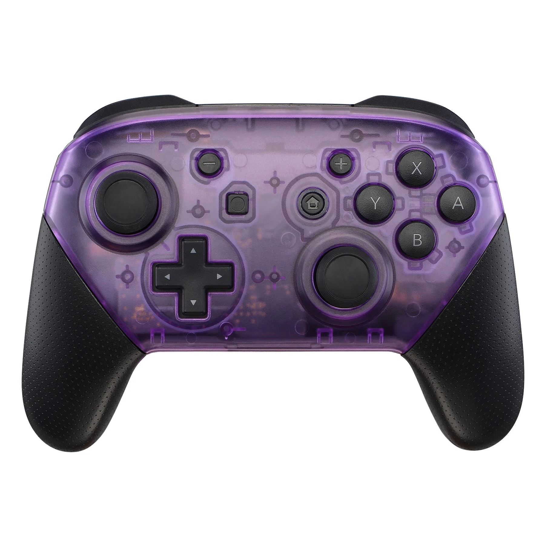 eXtremeRate Replacement Faceplate and Backplate for Nintendo Switch Pro Controller - Clear Atomic Puple - Image 3