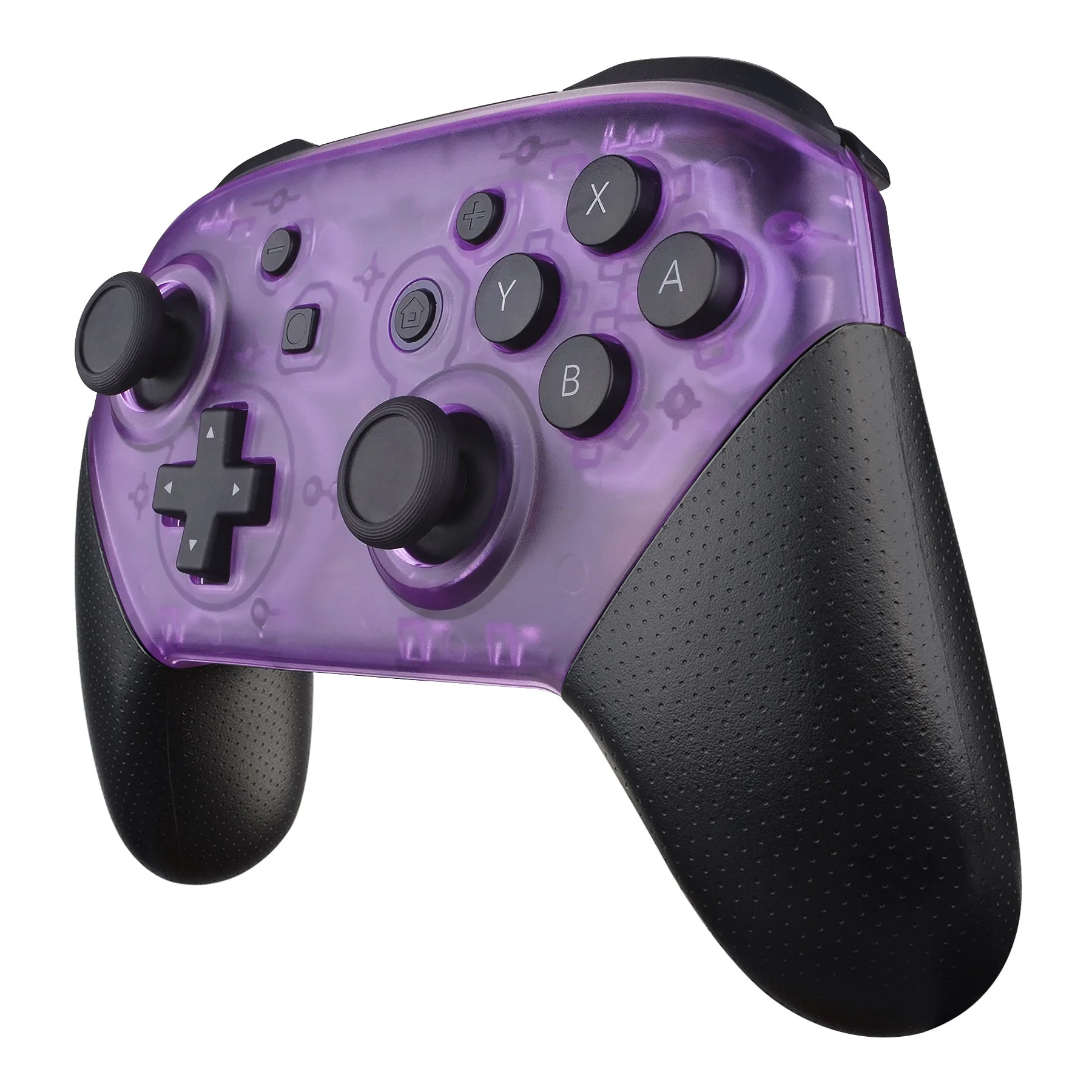 eXtremeRate Replacement Faceplate and Backplate for Nintendo Switch Pro Controller - Clear Atomic Puple - Image 4