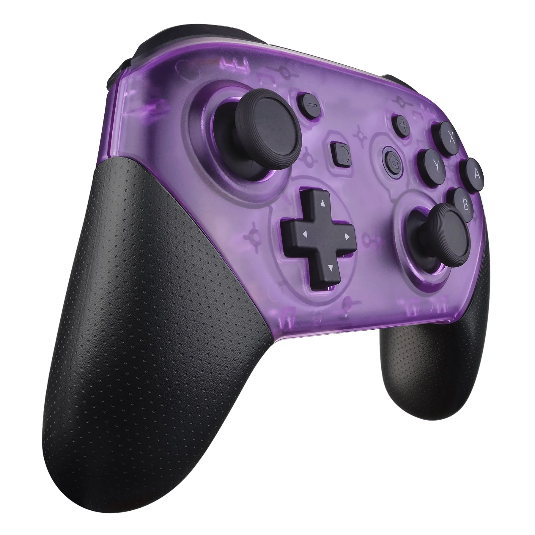 eXtremeRate Replacement Faceplate and Backplate for Nintendo Switch Pro Controller - Clear Atomic Puple - Image 5