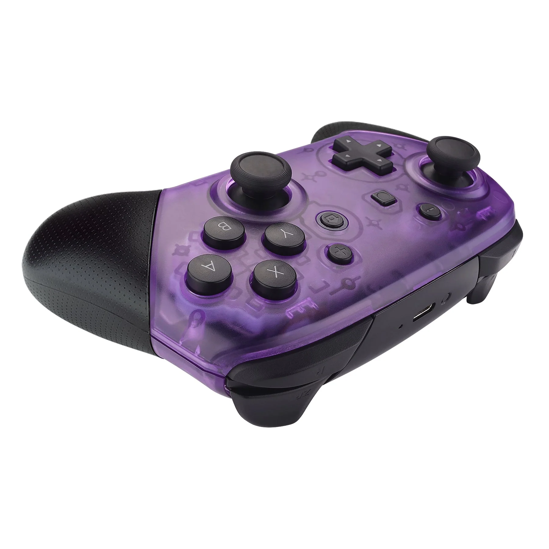 eXtremeRate Replacement Faceplate and Backplate for Nintendo Switch Pro Controller - Clear Atomic Puple - Image 6