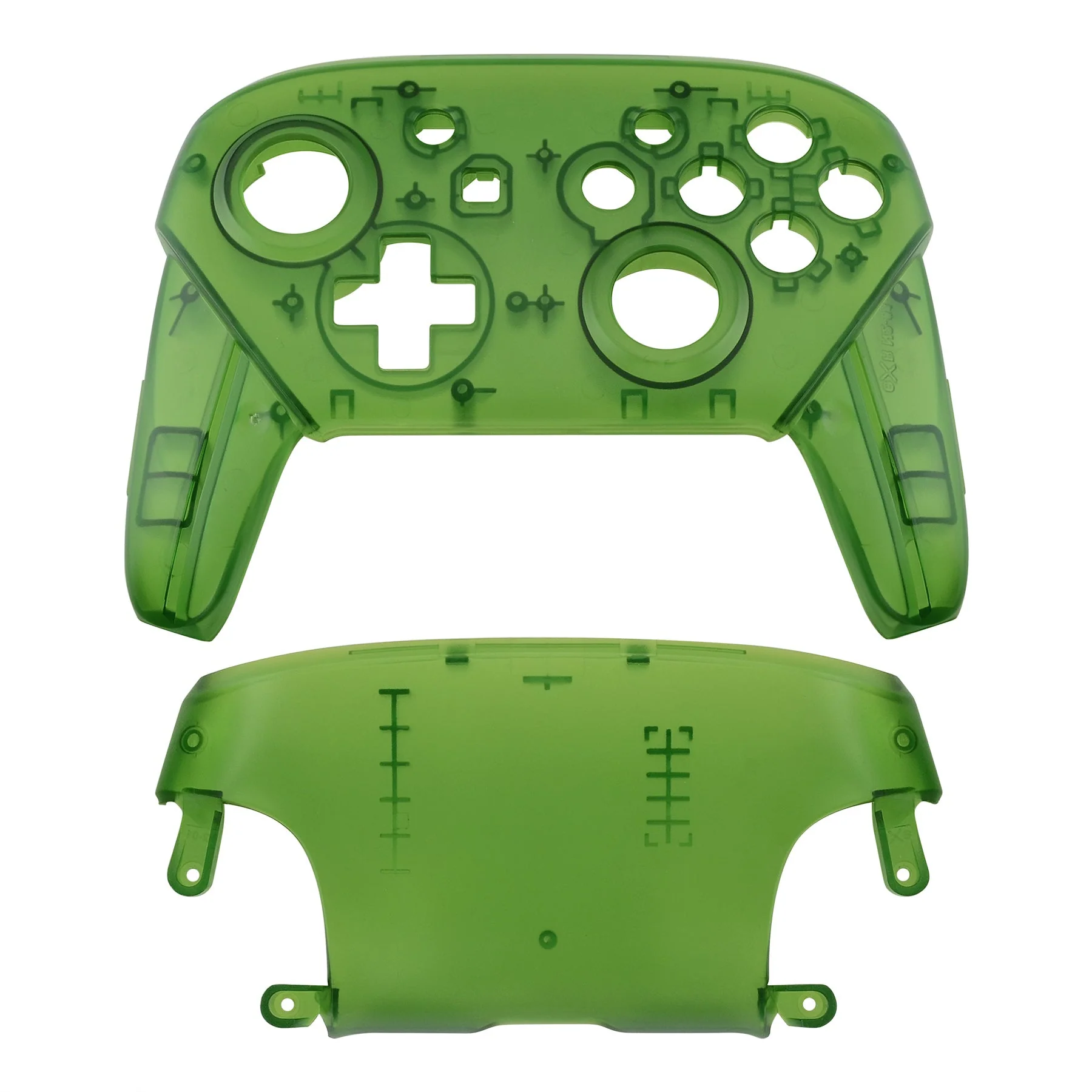 eXtremeRate Replacement Faceplate and Backplate for Nintendo Switch Pro Controller - Transparent Clear Green - Image 2