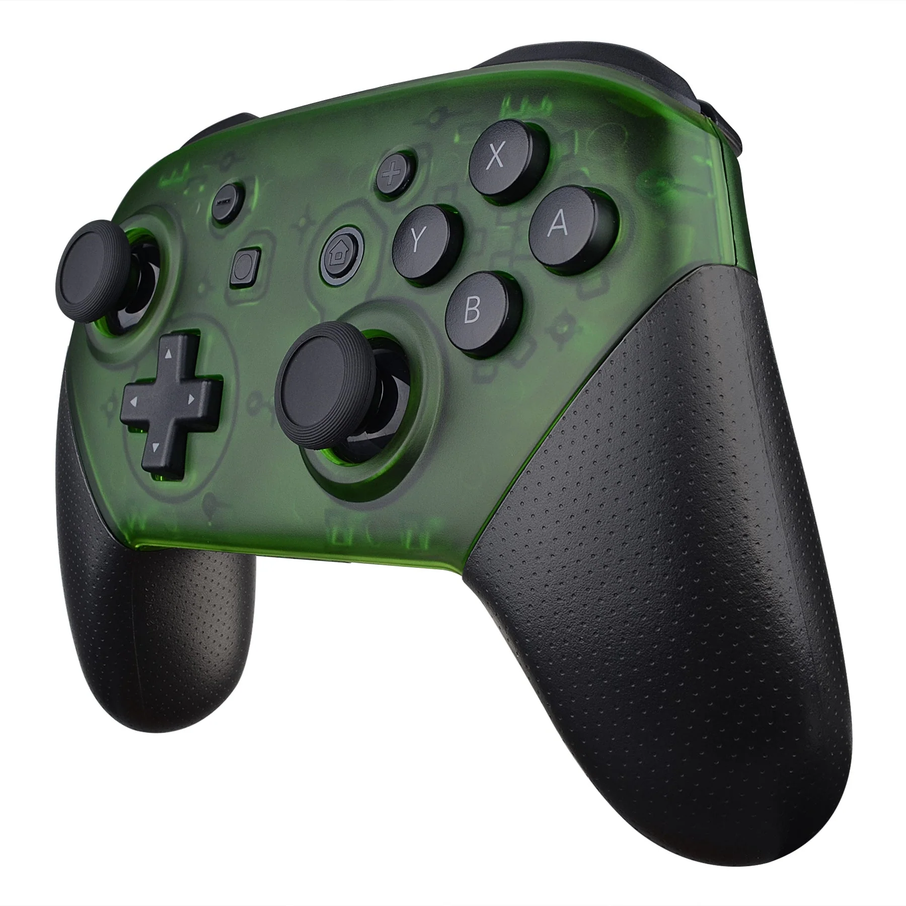 eXtremeRate Replacement Faceplate and Backplate for Nintendo Switch Pro Controller - Transparent Clear Green - Image 4