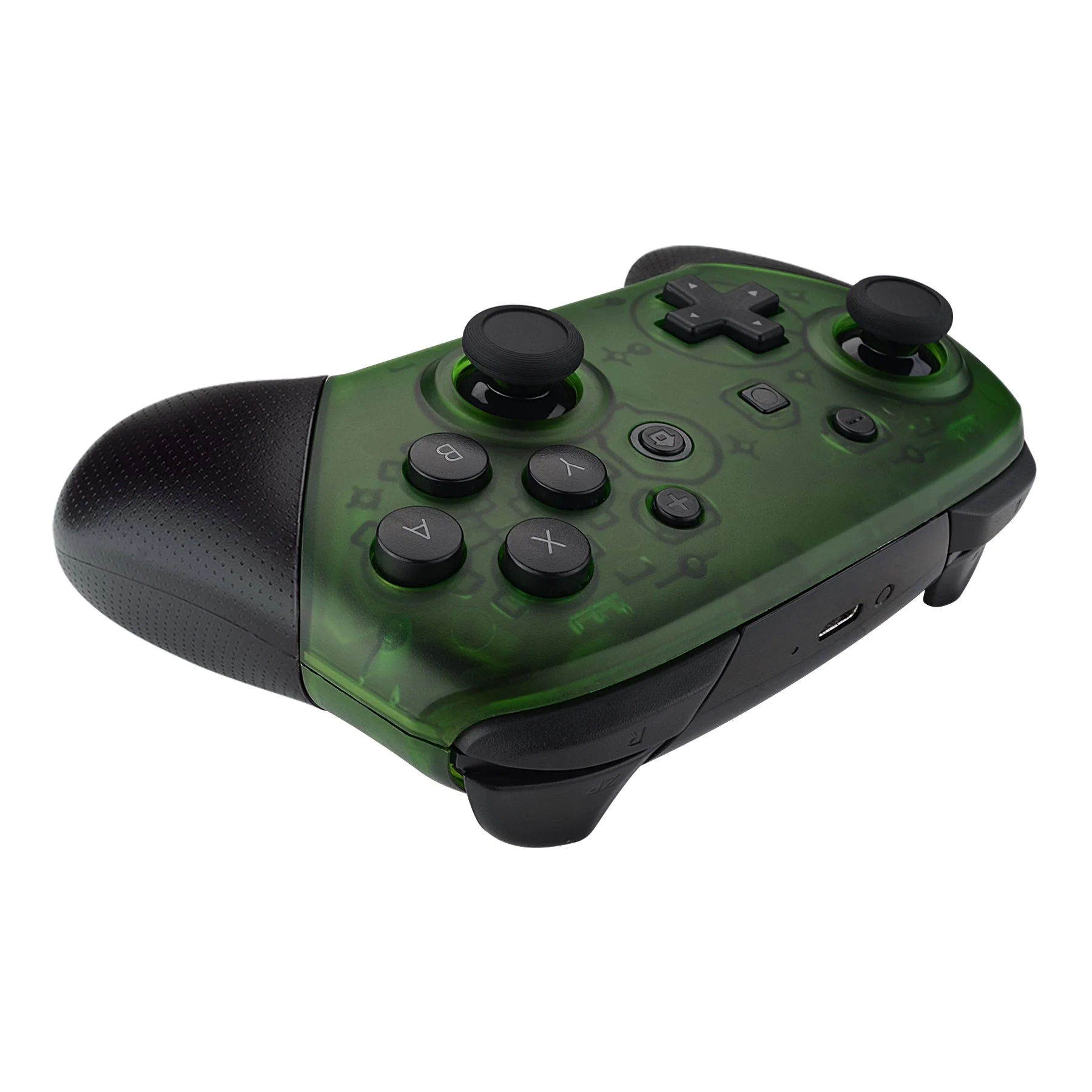 eXtremeRate Replacement Faceplate and Backplate for Nintendo Switch Pro Controller - Transparent Clear Green - Image 6