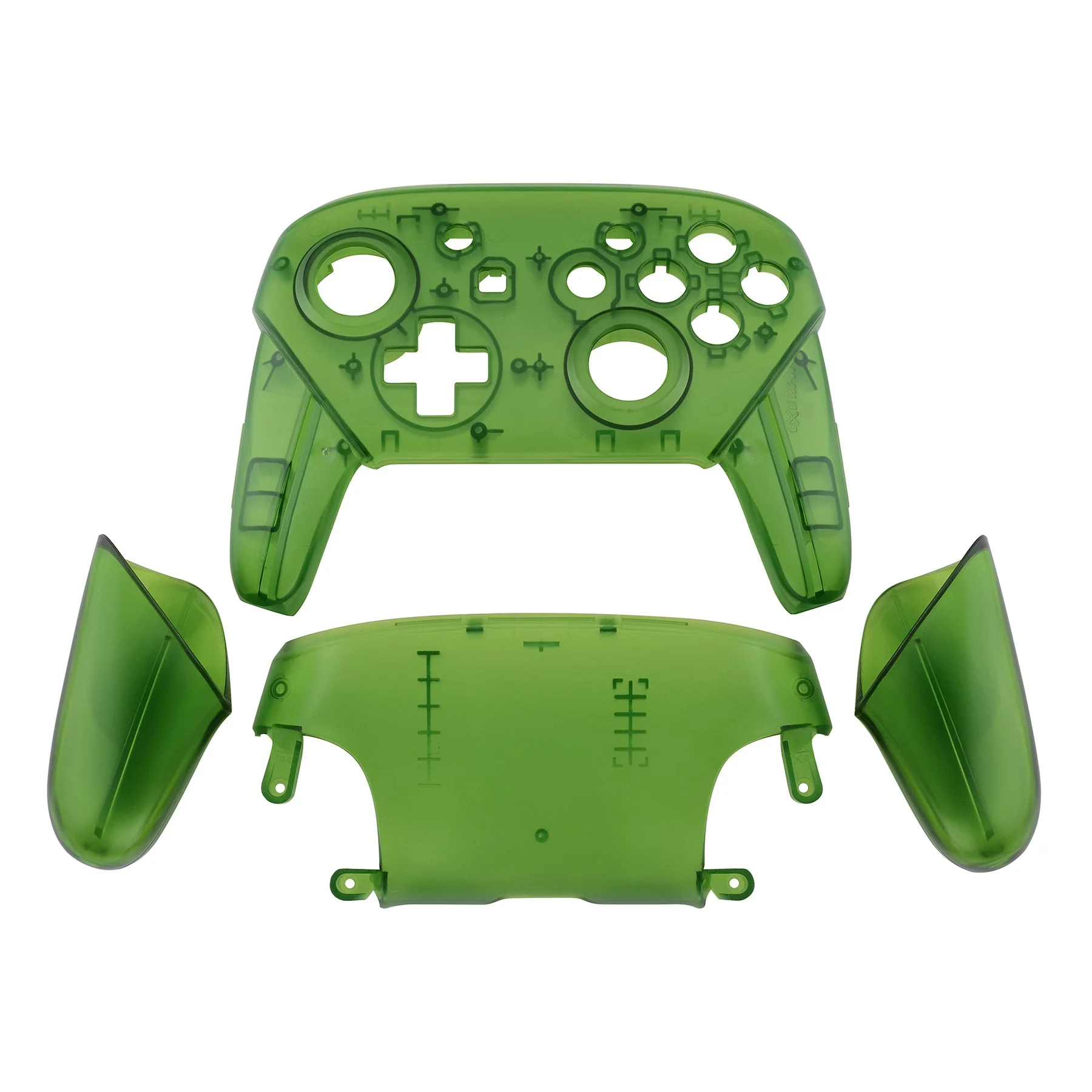 eXtremeRate Replacement Full Set Shell Faceplate Backplate Handles for Nintendo Switch Pro - Transparent Clear Green - Image 2