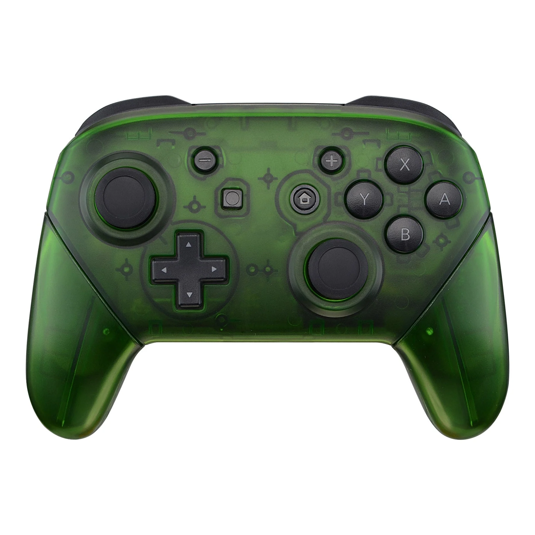 eXtremeRate Replacement Full Set Shell Faceplate Backplate Handles for Nintendo Switch Pro - Transparent Clear Green - Image 3