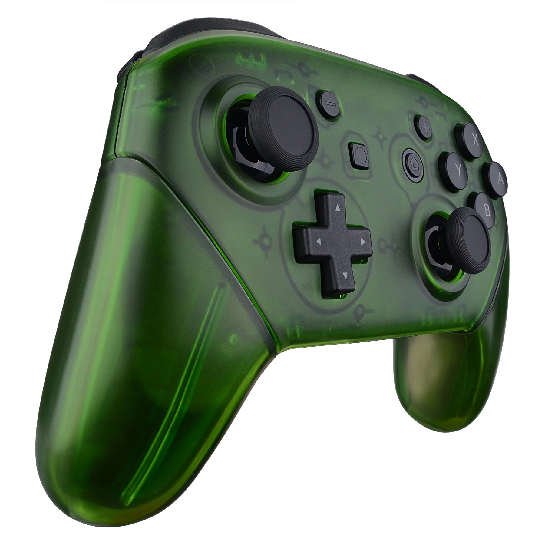 eXtremeRate Replacement Full Set Shell Faceplate Backplate Handles for Nintendo Switch Pro - Transparent Clear Green - Image 5