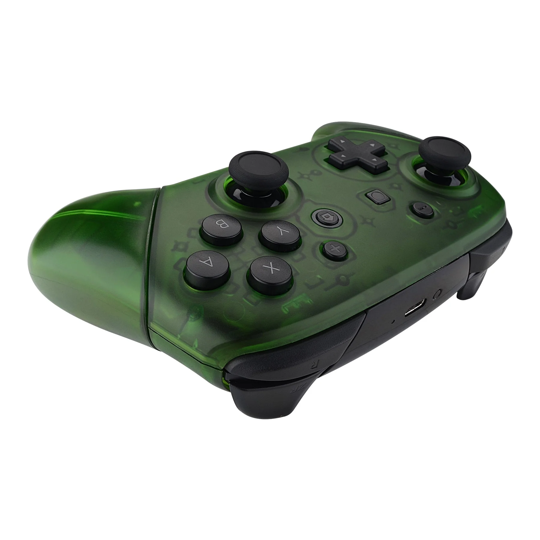 eXtremeRate Replacement Full Set Shell Faceplate Backplate Handles for Nintendo Switch Pro - Transparent Clear Green - Image 6