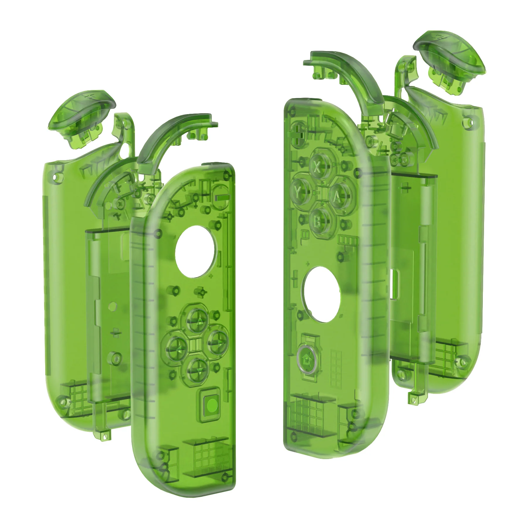 eXtremeRate Replacement Full Set Shell Case with Buttons for Joycon of NS Switch - Transparent Clear Green - Image 10