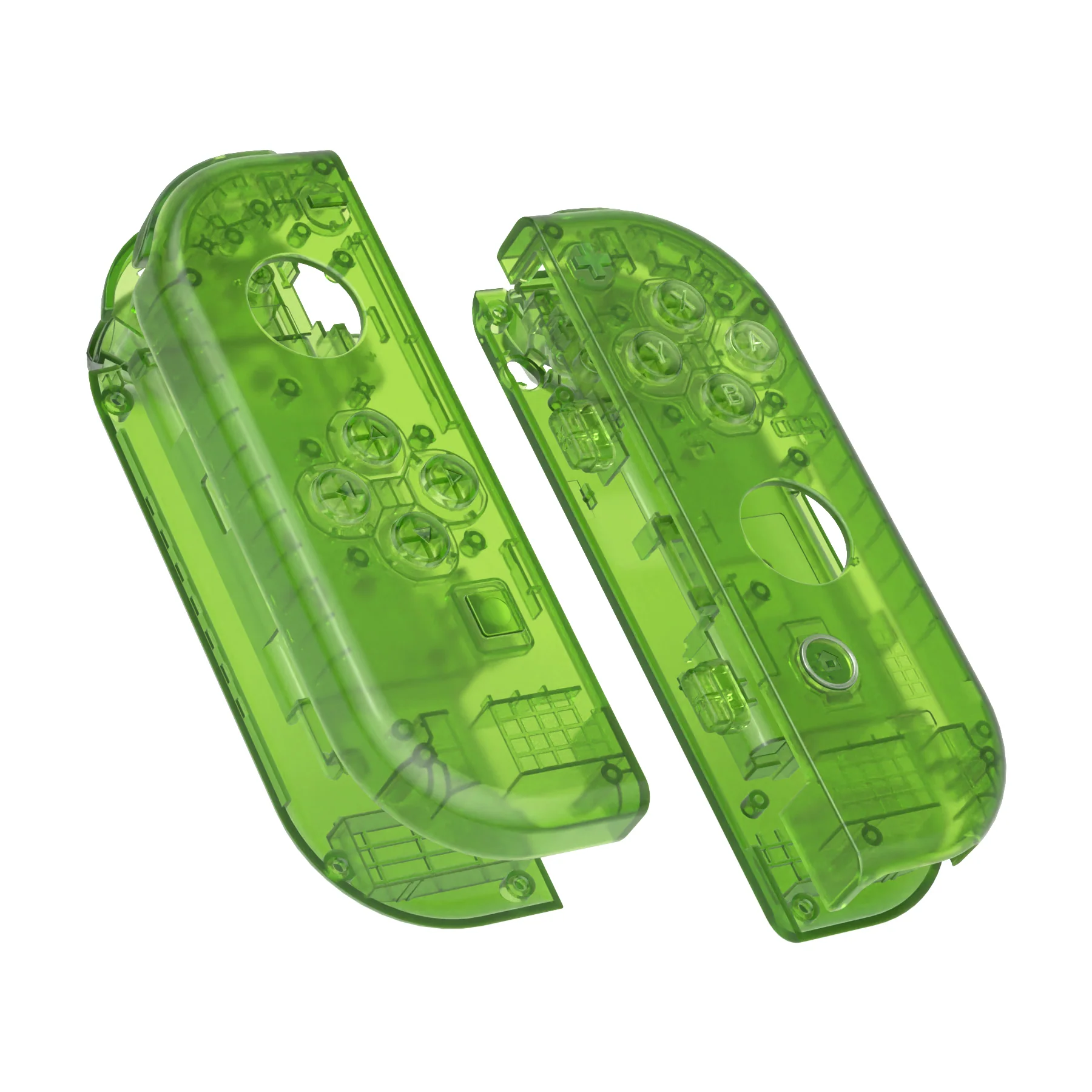 eXtremeRate Replacement Full Set Shell Case with Buttons for Joycon of NS Switch - Transparent Clear Green - Image 11