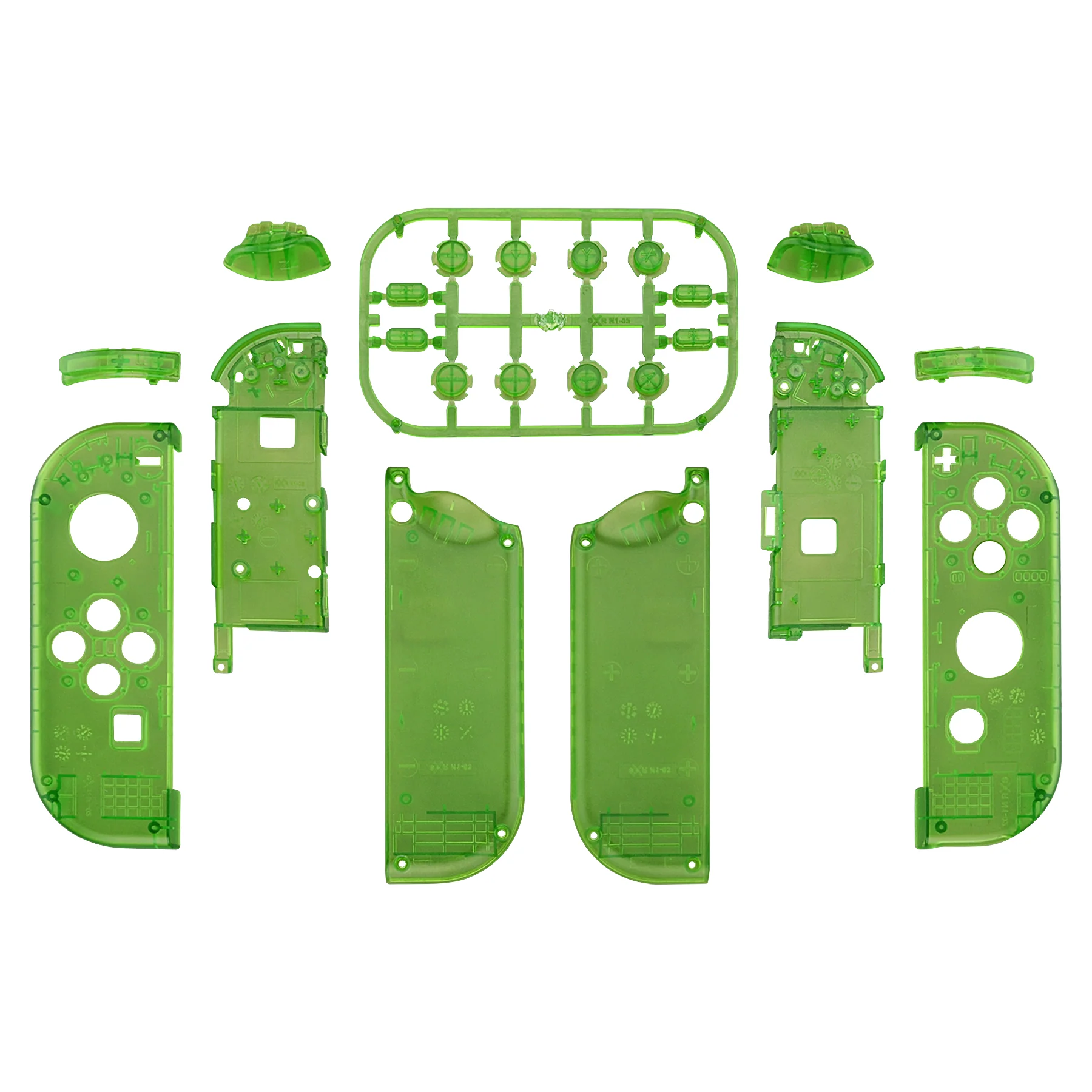 eXtremeRate Replacement Full Set Shell Case with Buttons for Joycon of NS Switch - Transparent Clear Green - Image 2