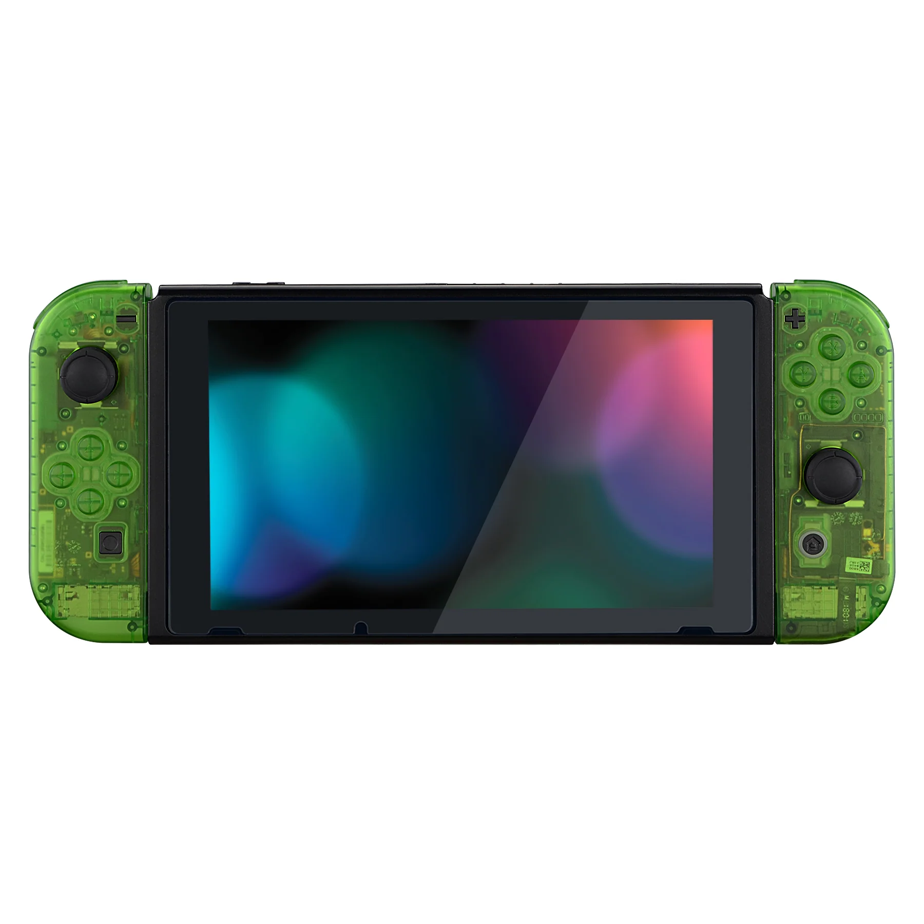 eXtremeRate Replacement Full Set Shell Case with Buttons for Joycon of NS Switch - Transparent Clear Green - Image 4