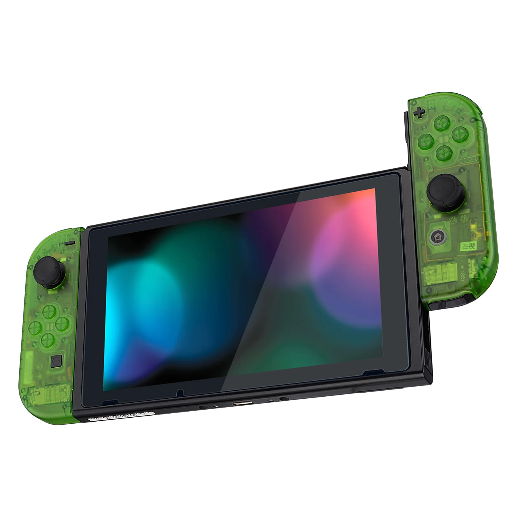 eXtremeRate Replacement Full Set Shell Case with Buttons for Joycon of NS Switch - Transparent Clear Green - Image 5