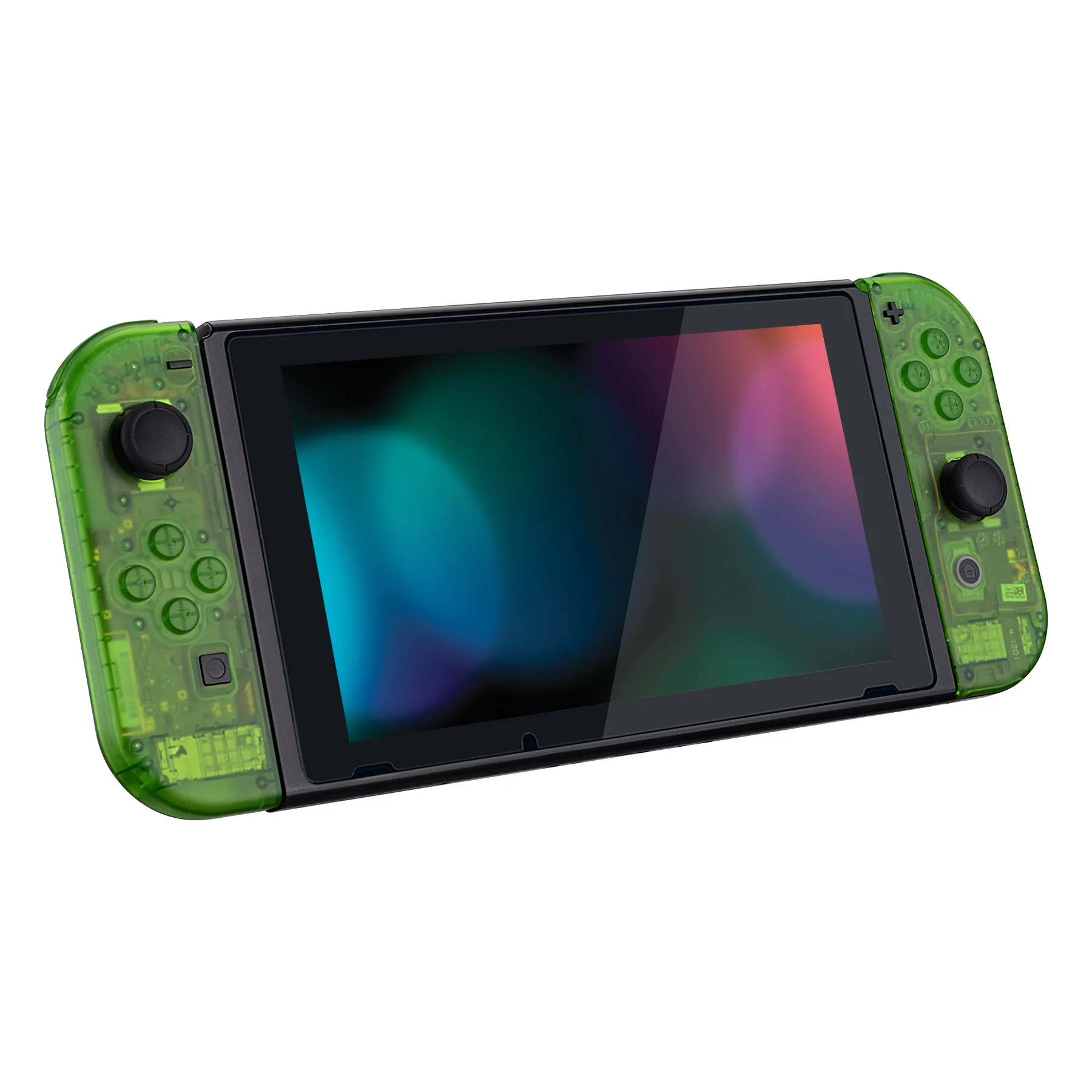 eXtremeRate Replacement Full Set Shell Case with Buttons for Joycon of NS Switch - Transparent Clear Green - Image 6