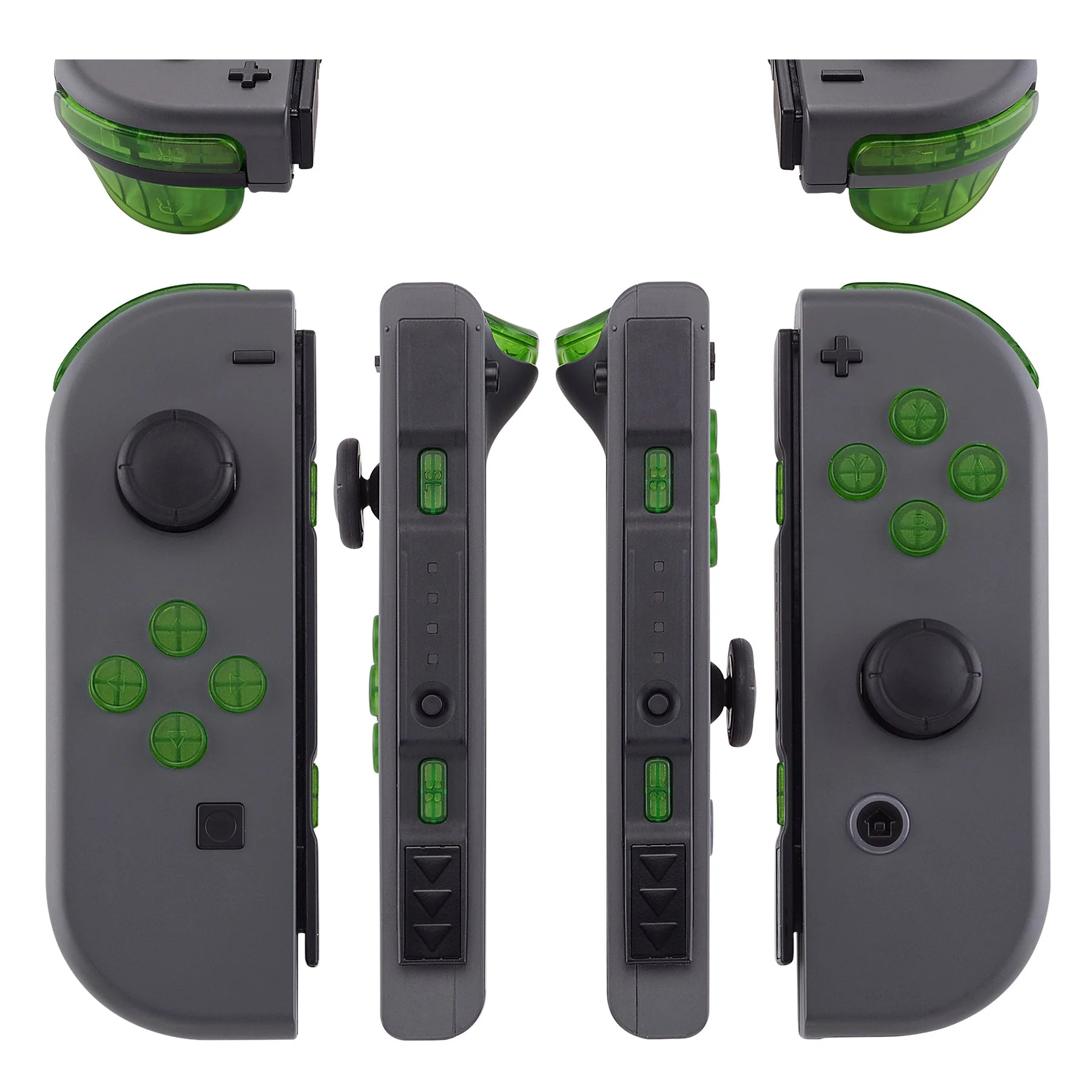 eXtremeRate Replacement Full Set Buttons for Joycon of NS Switch - Transparent Clear Green - Image 3