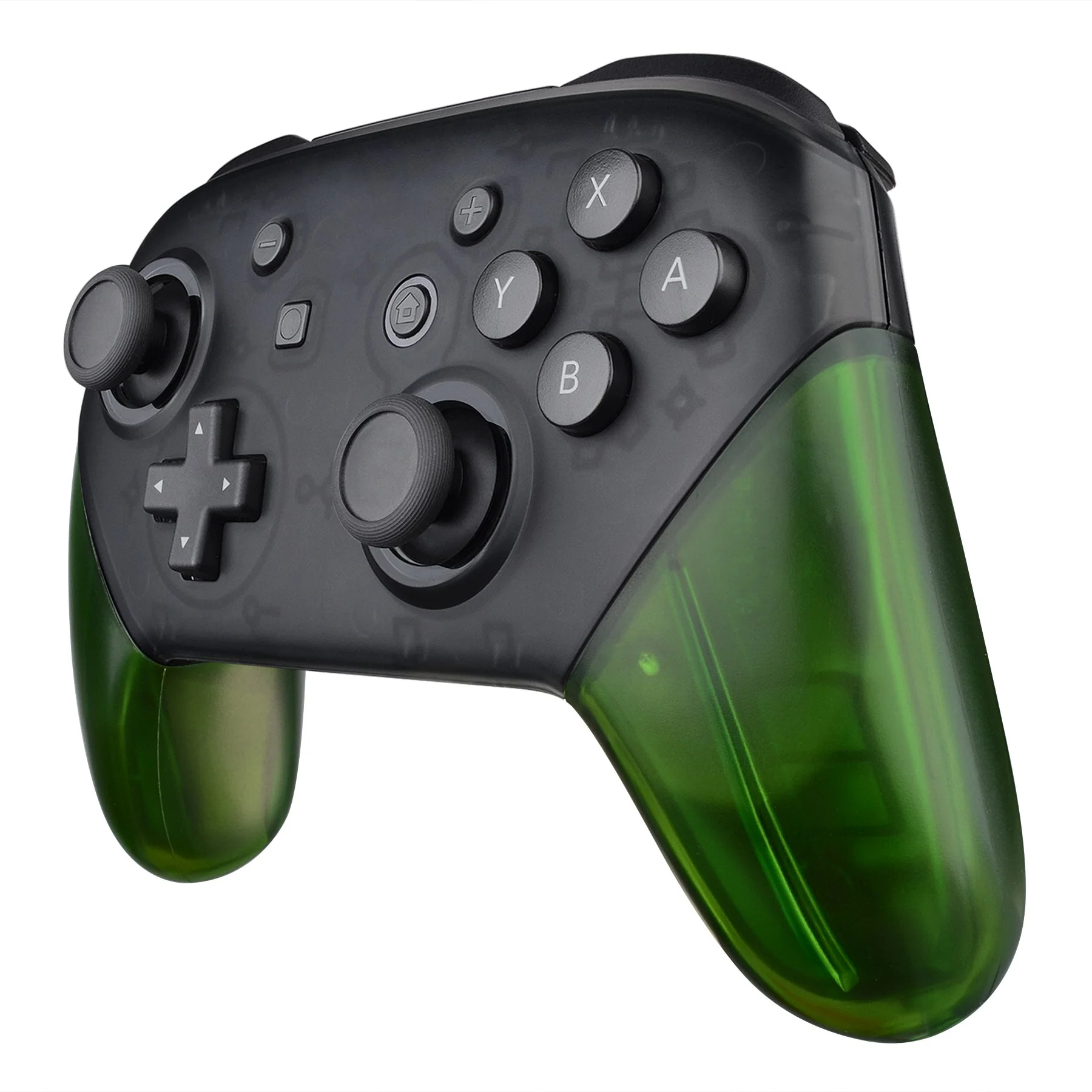 eXtremeRate Replacement Handle Grips for Nintendo Switch Pro Controller - Transparent Clear Green - Image 3