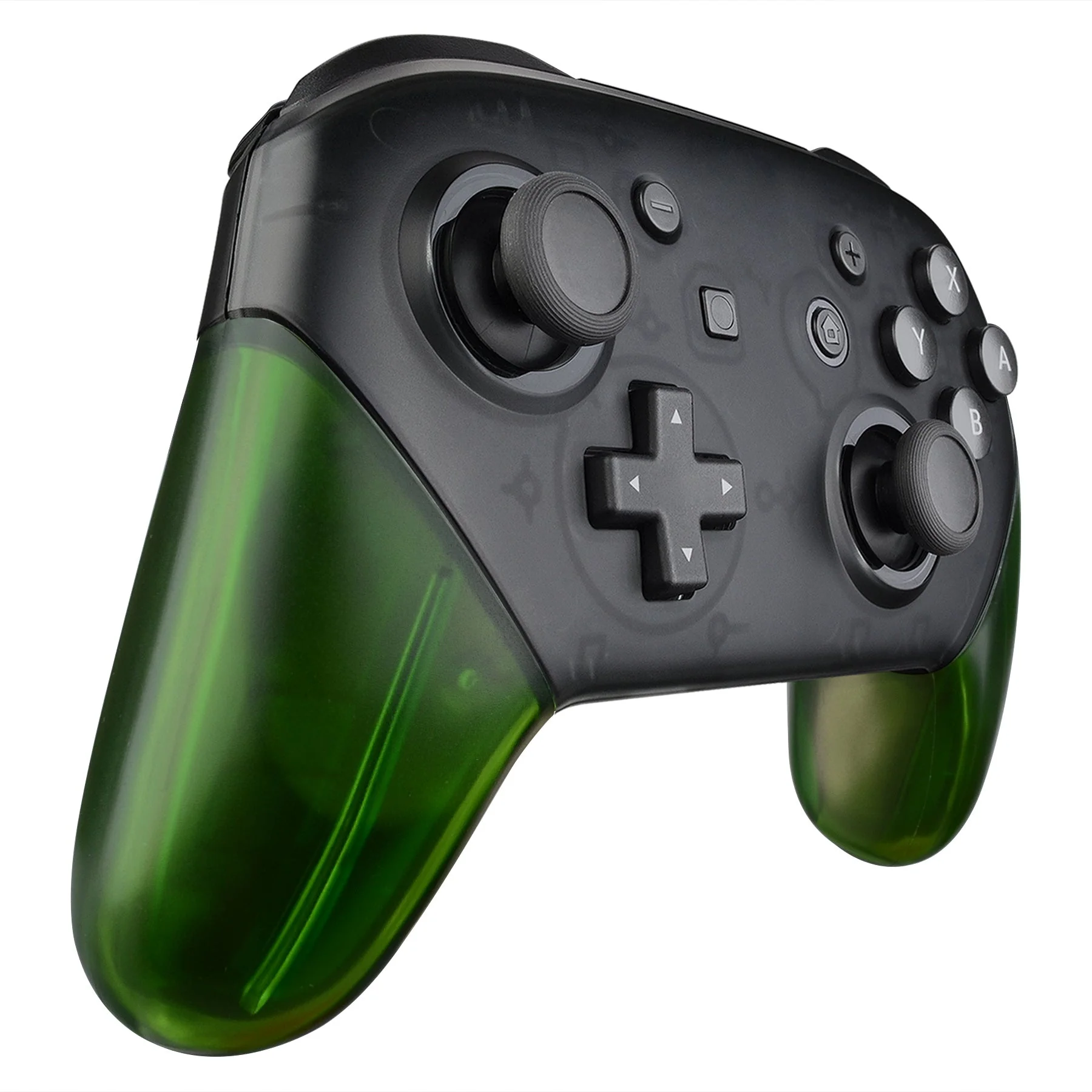 eXtremeRate Replacement Handle Grips for Nintendo Switch Pro Controller - Transparent Clear Green - Image 4