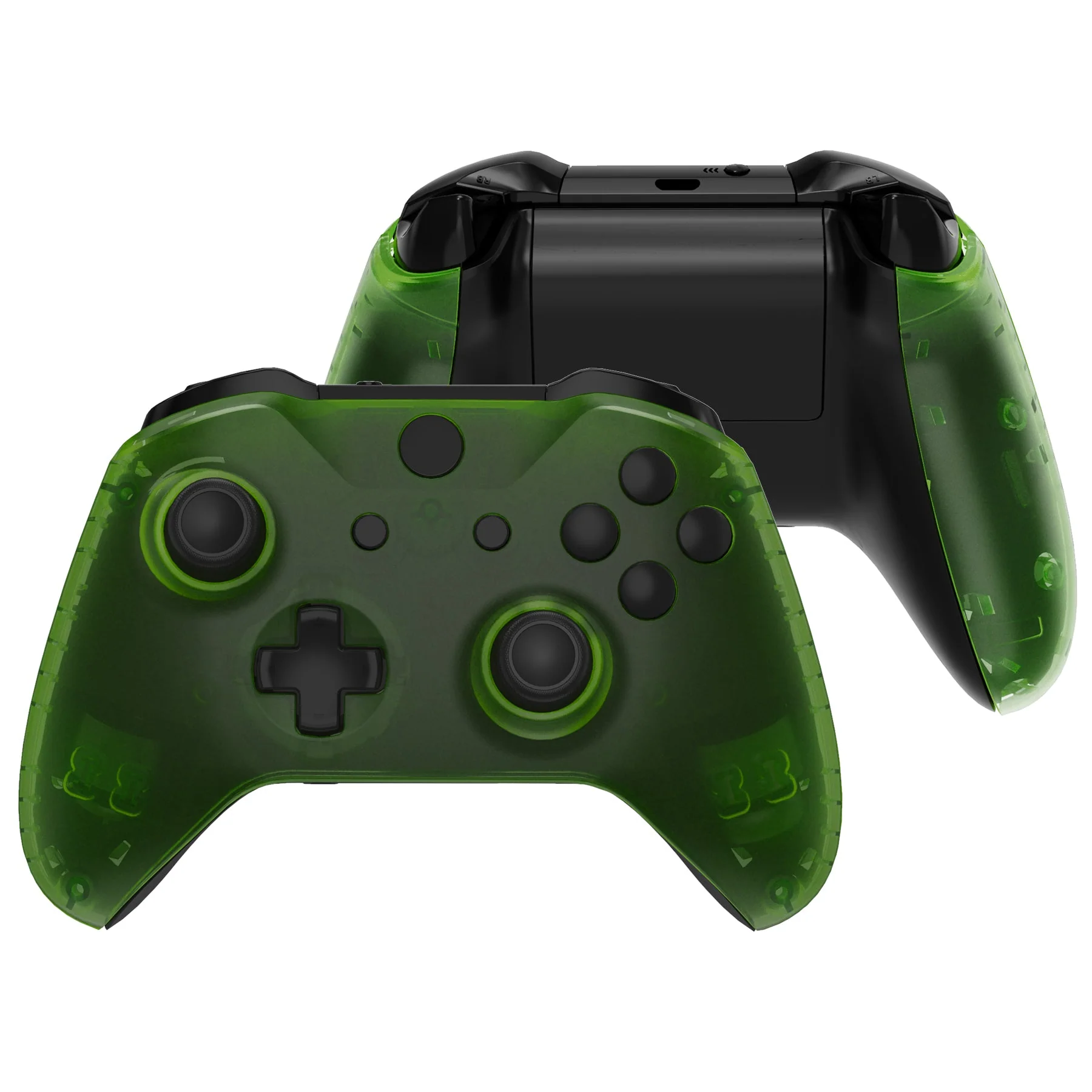 eXtremeRate Replacement Front Housing Shell with Side Rails Panel for Xbox One X & S Controller (Model 1708) - Transparent Clear Green - Image 2