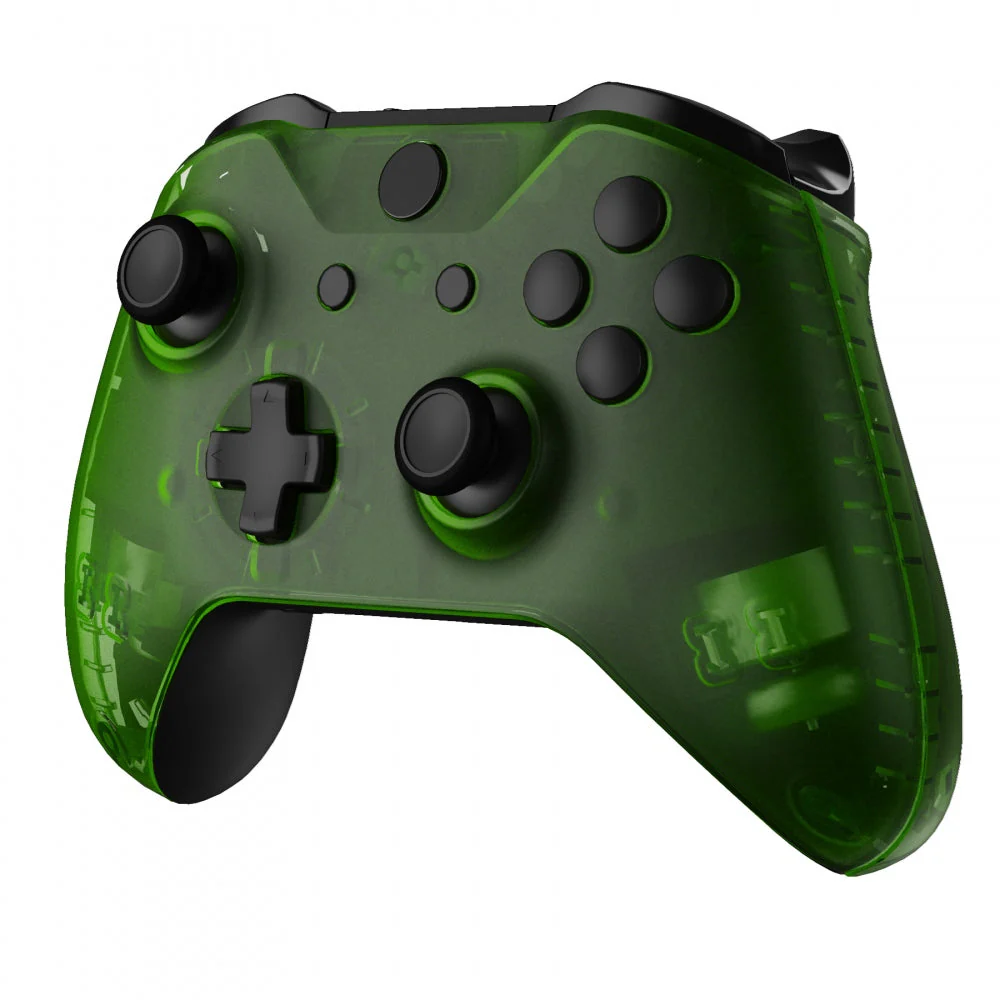 eXtremeRate Replacement Front Housing Shell with Side Rails Panel for Xbox One X & S Controller (Model 1708) - Transparent Clear Green - Image 6