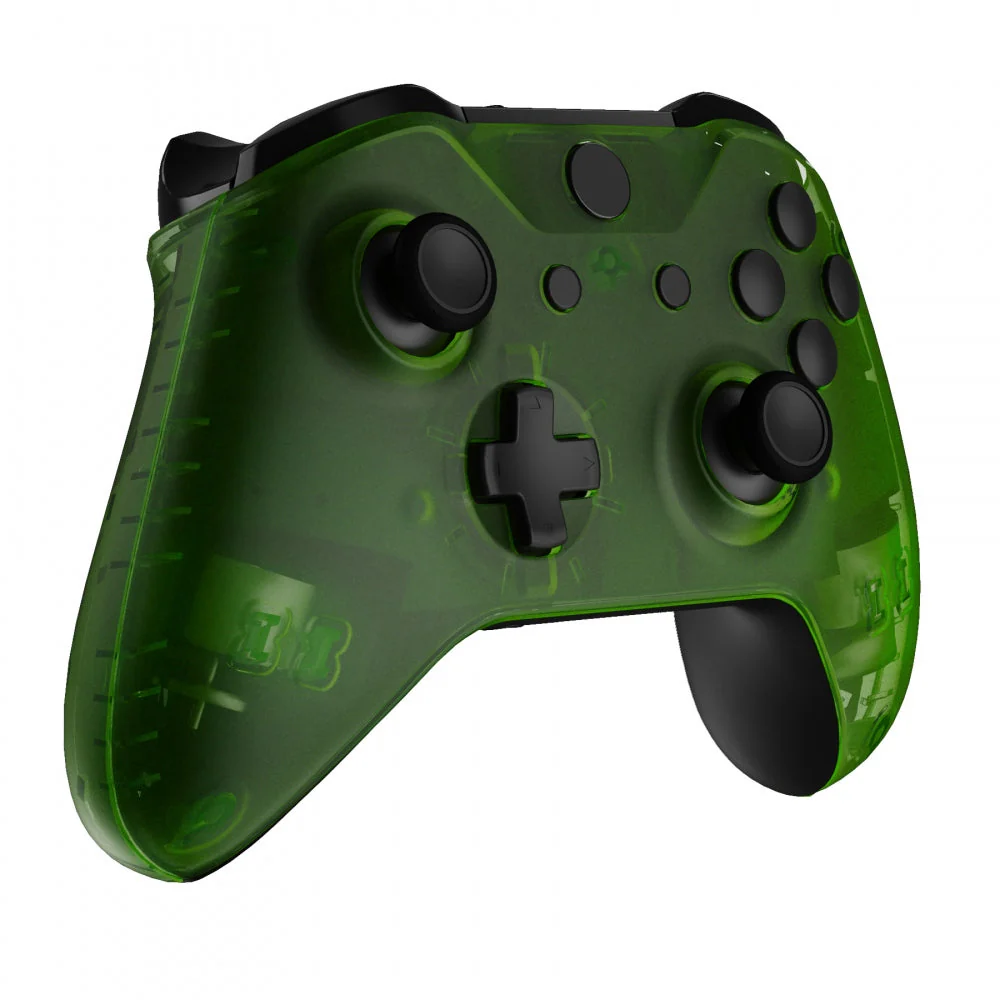eXtremeRate Replacement Front Housing Shell with Side Rails Panel for Xbox One X & S Controller (Model 1708) - Transparent Clear Green - Image 7