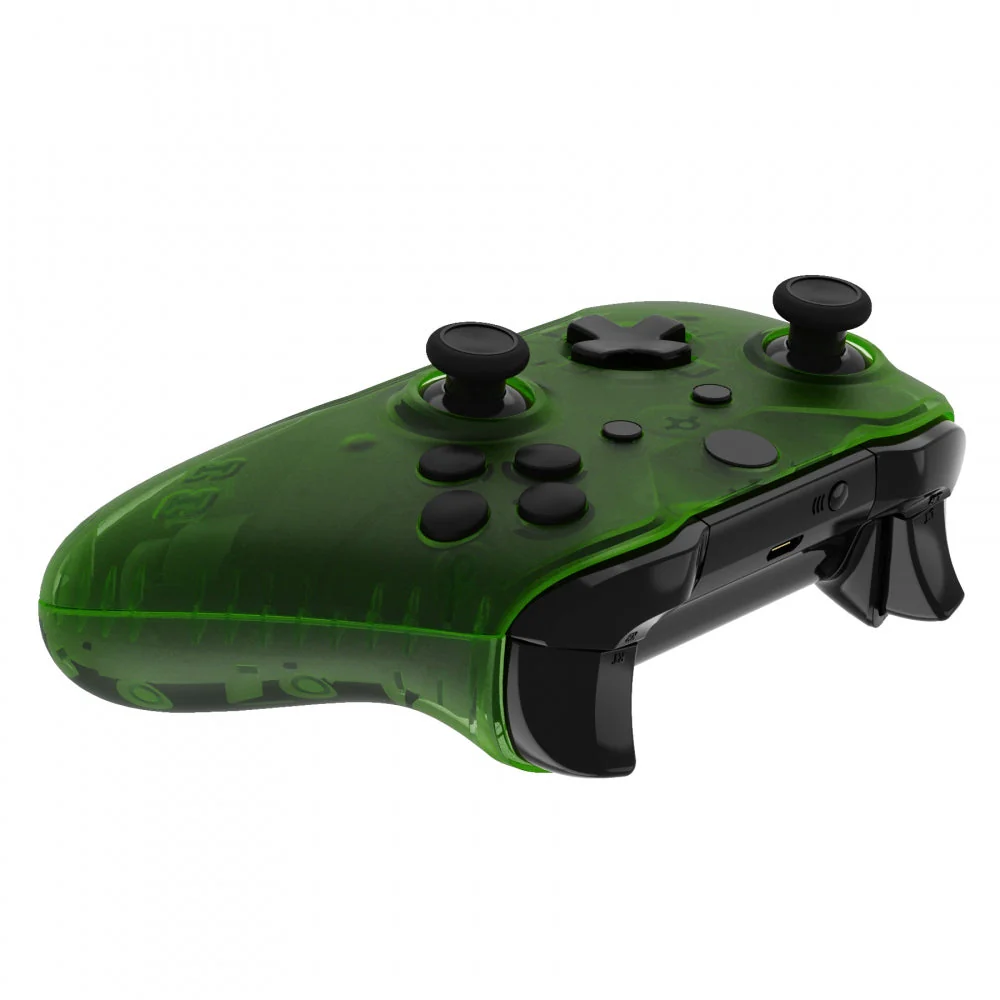 eXtremeRate Replacement Front Housing Shell with Side Rails Panel for Xbox One X & S Controller (Model 1708) - Transparent Clear Green - Image 8