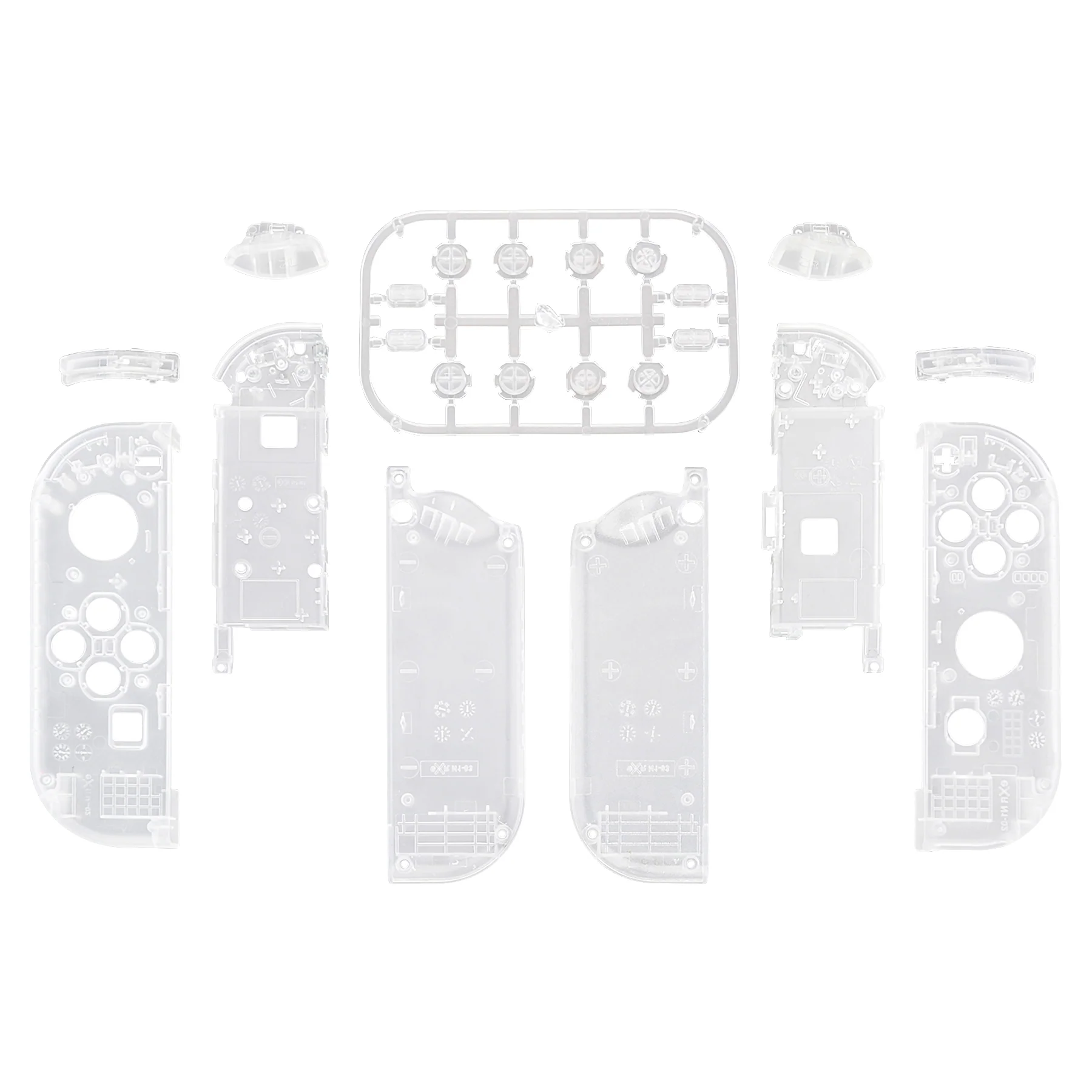 eXtremeRate Replacement Full Set Shell Case with Buttons for Joycon of NS Switch - Transparent Clear - Image 2