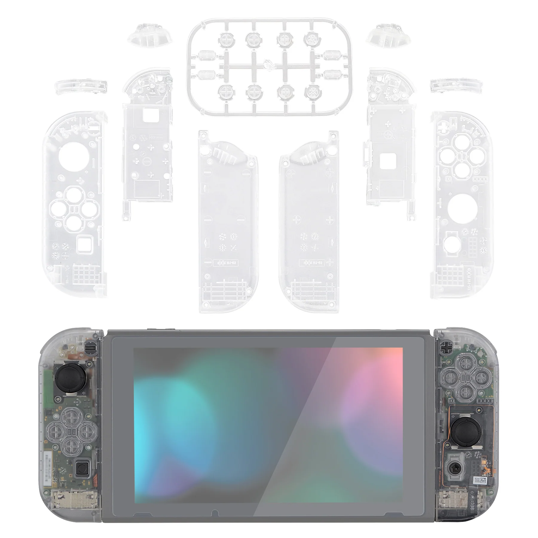 eXtremeRate Replacement Full Set Shell Case with Buttons for Joycon of NS Switch - Transparent Clear - Image 3