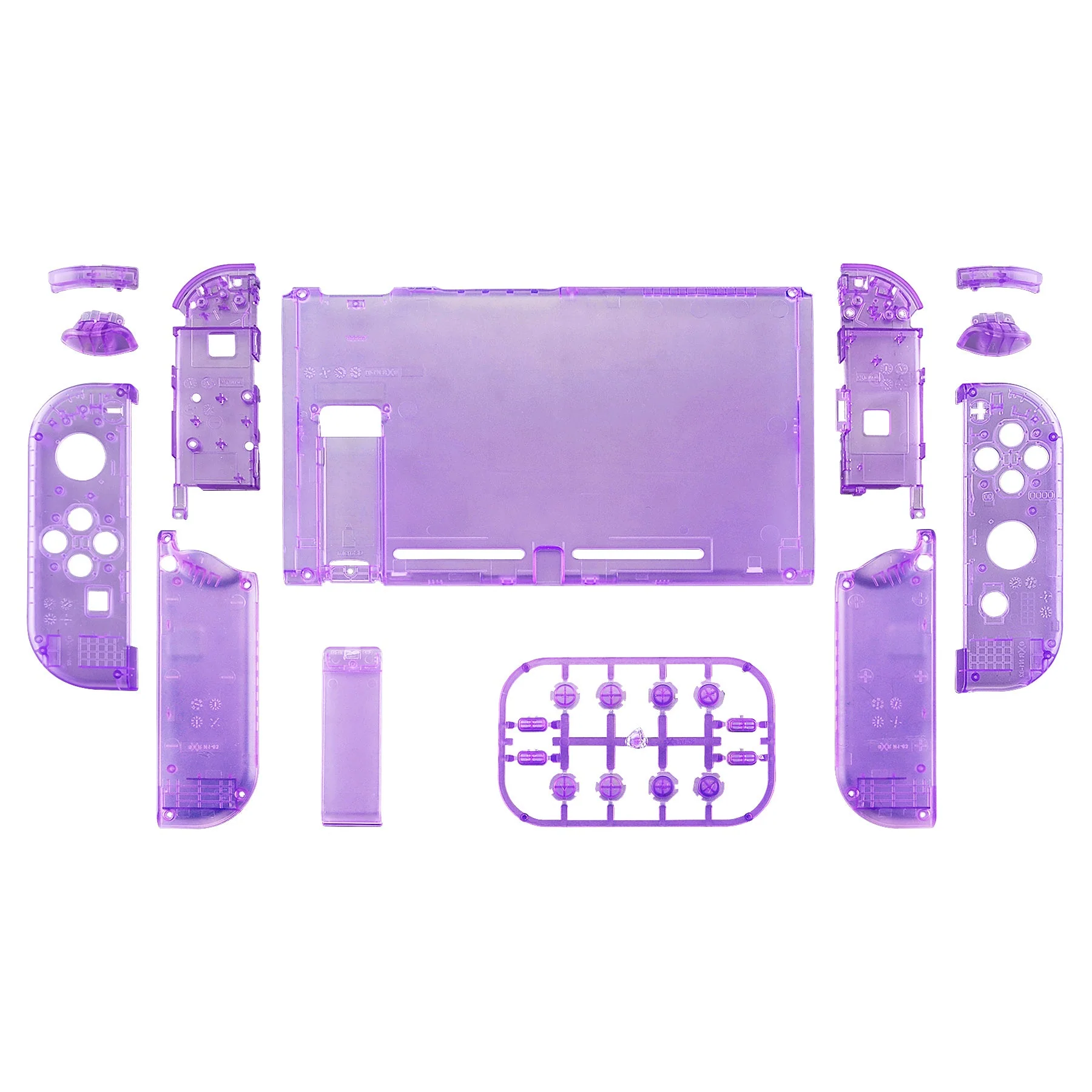 eXtremeRate Replacement Full Set Shells with Buttons for Nintendo Switch - Clear Atomic Purple - Image 2